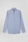 Regular blue striped cotton poplin shirt
