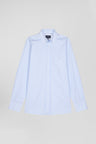 Regular sky blue striped cotton poplin shirt