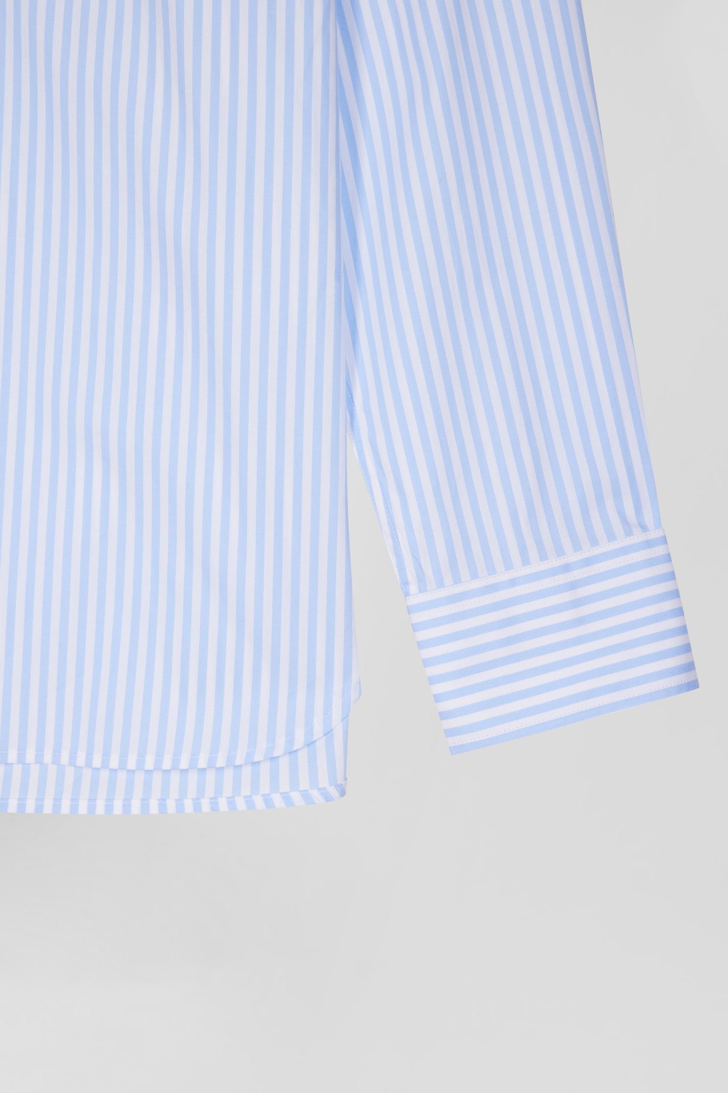 Regular sky blue striped cotton poplin shirt