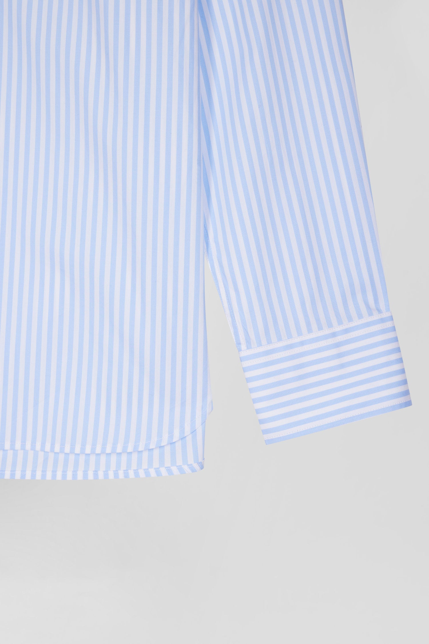 Regular sky blue striped cotton poplin shirt