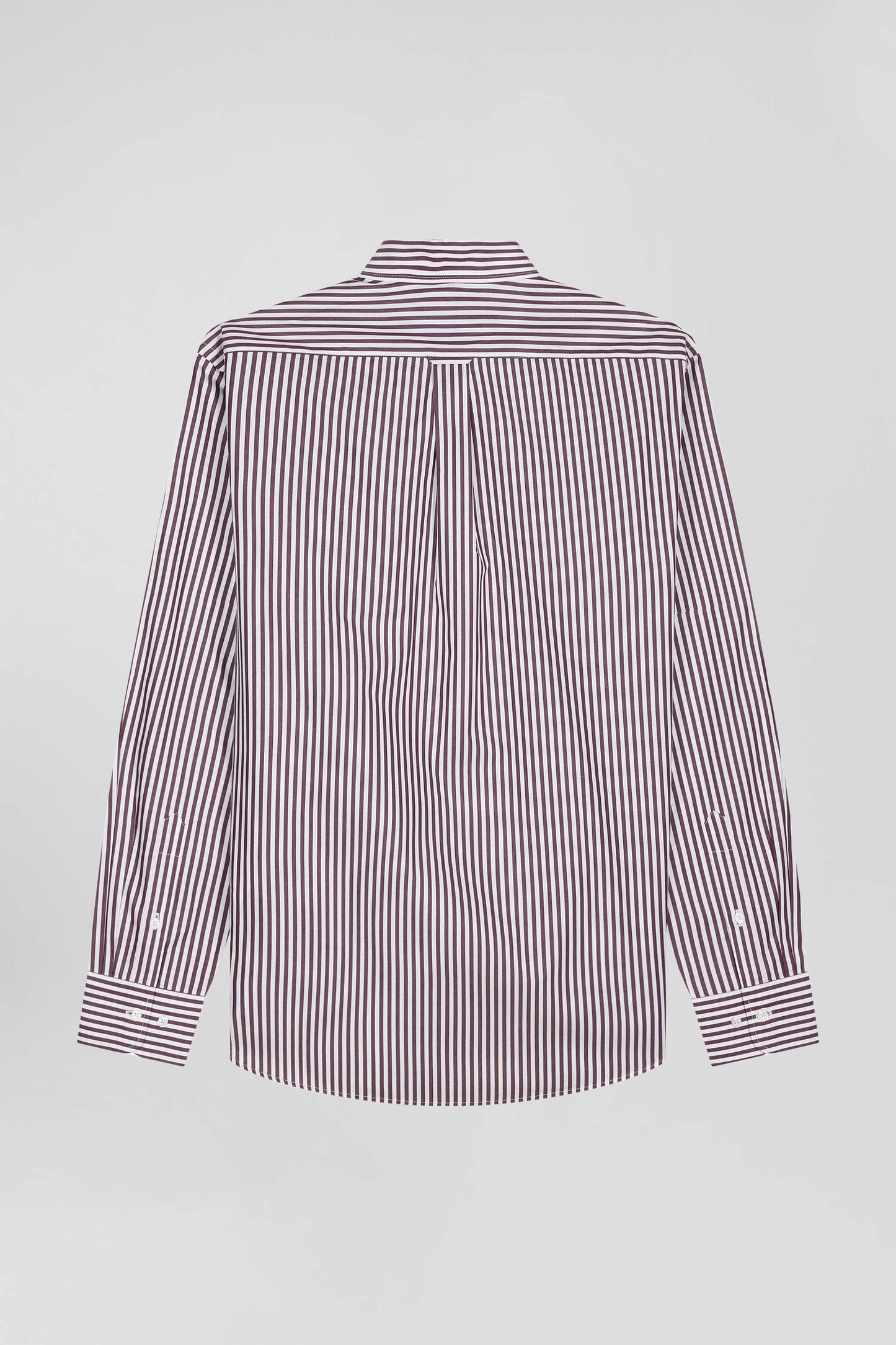 Burgundy striped cotton poplin shirt Regular fit