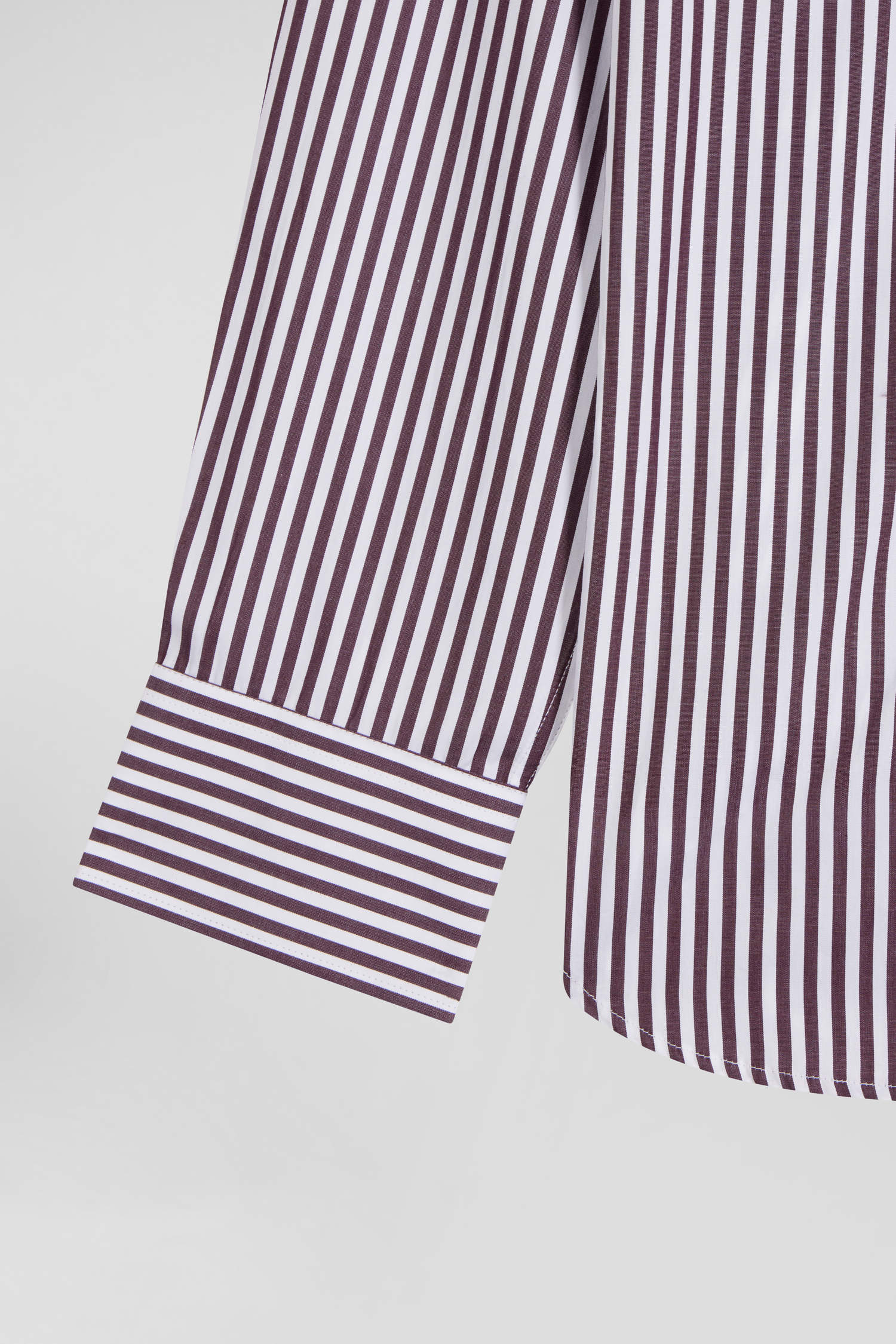 Burgundy striped cotton poplin shirt Regular fit