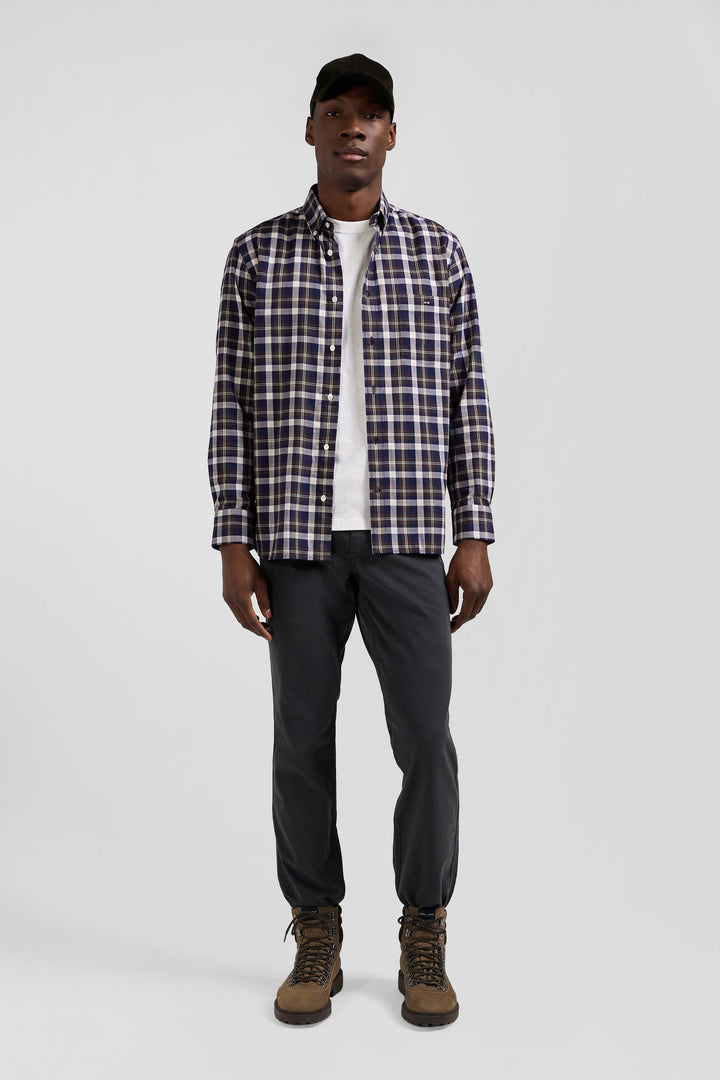 Regular brown checked cotton shirt