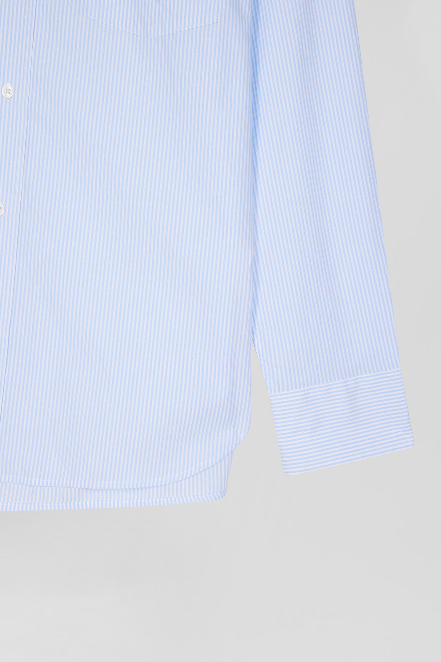 Regular sky blue striped cotton jacquard shirt