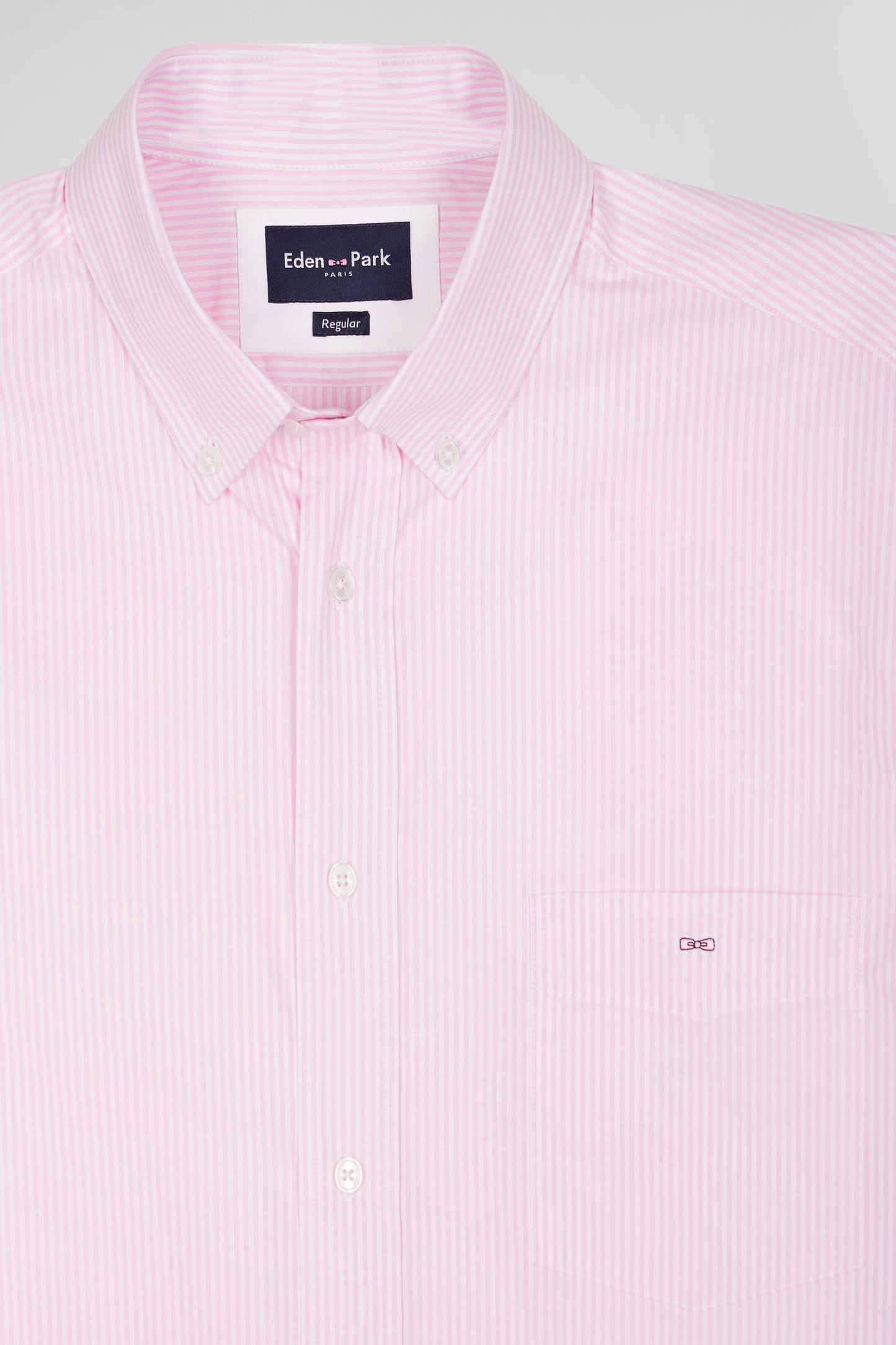 Regular pink striped cotton jacquard shirt