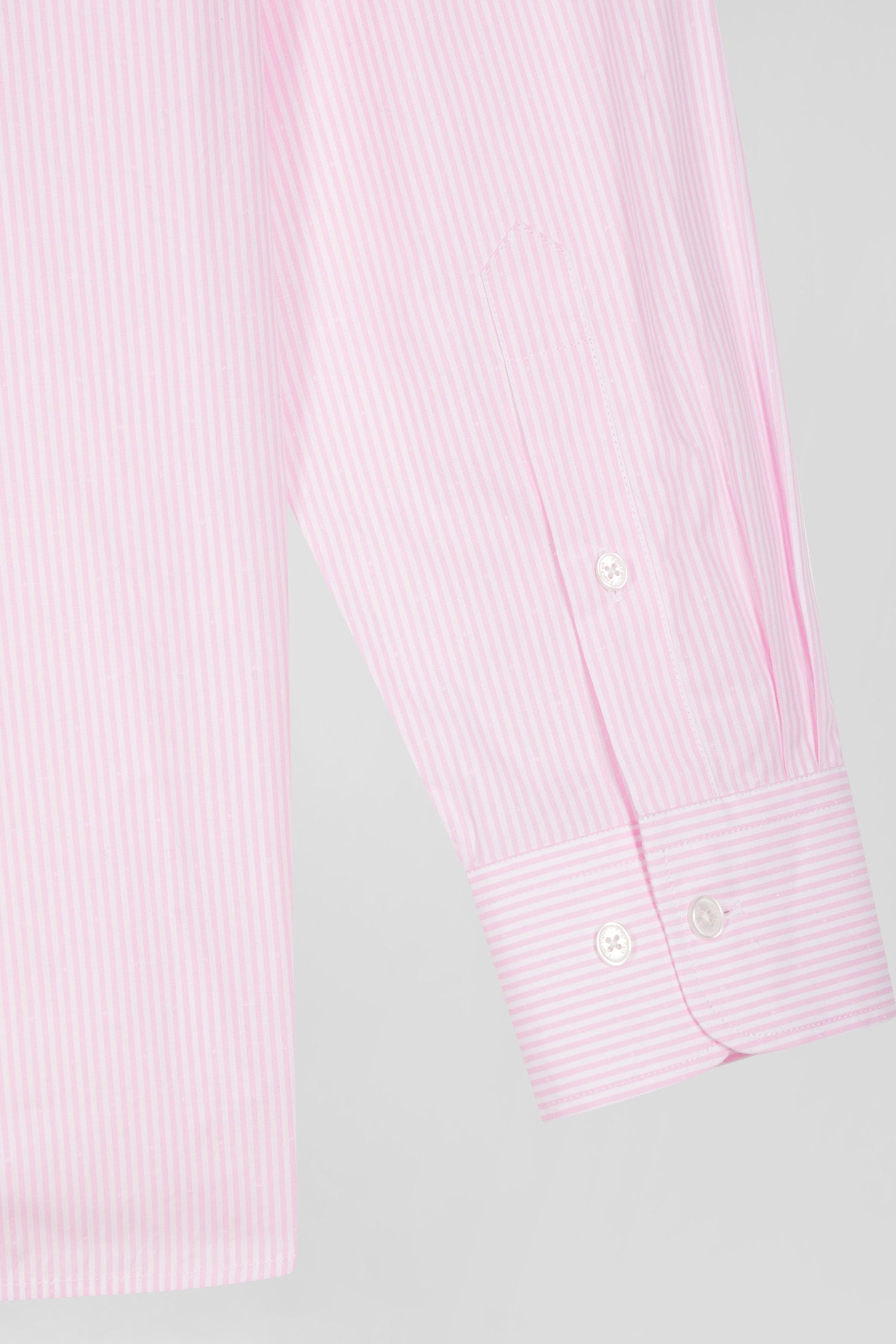 Regular pink striped cotton jacquard shirt