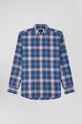 Regular blue and pink checked cotton shirt