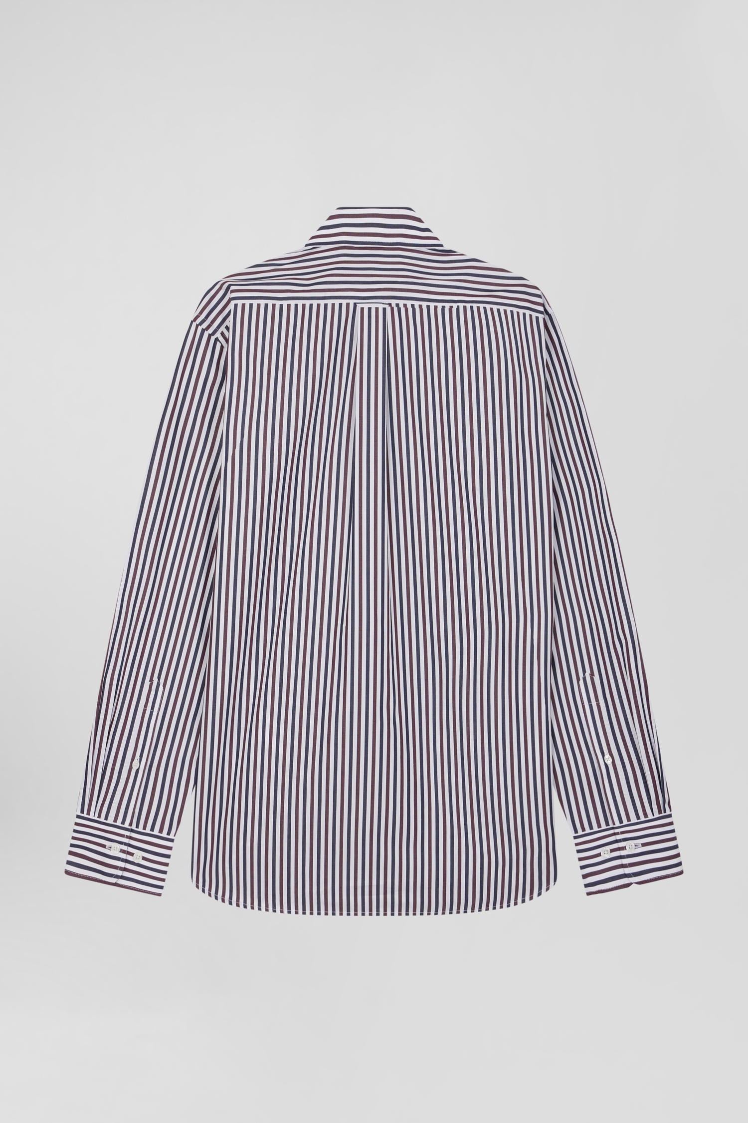 Burgundy striped cotton poplin shirt Regular fit