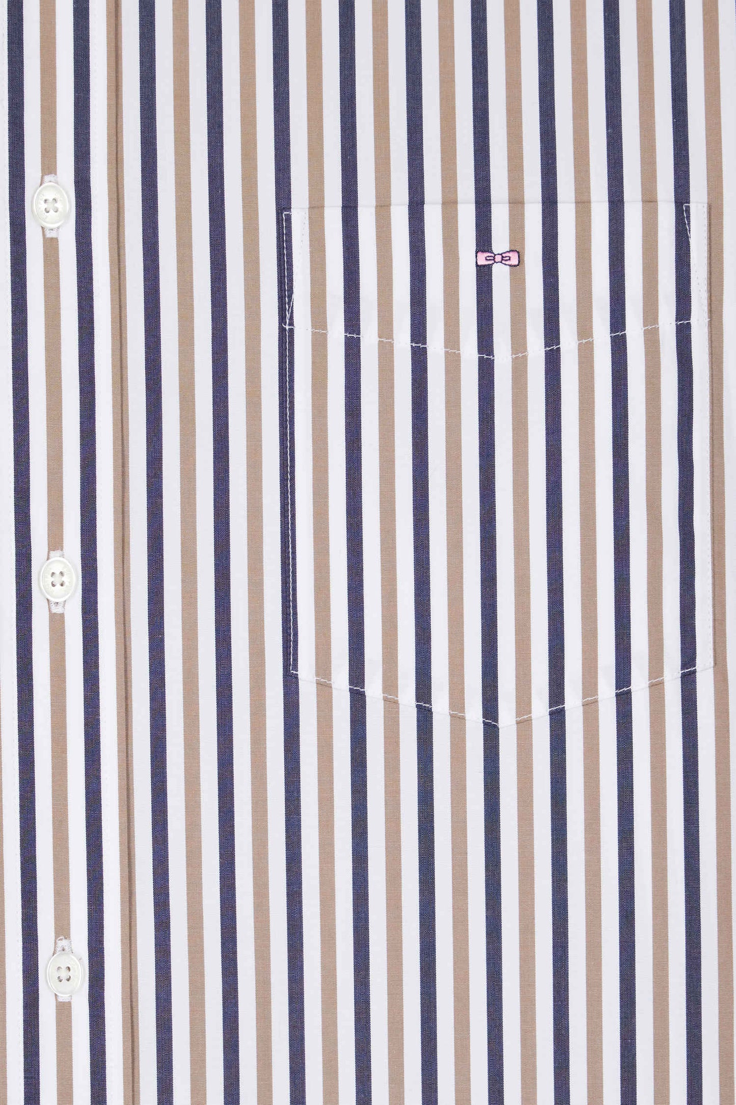 Regular greige striped cotton poplin shirt