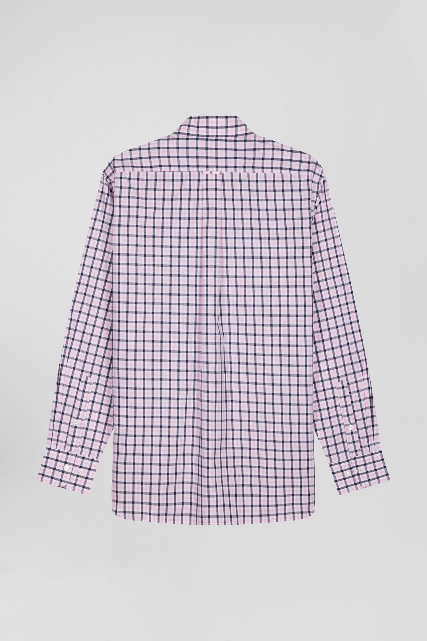 Regular pink and white checked cotton poplin shirt