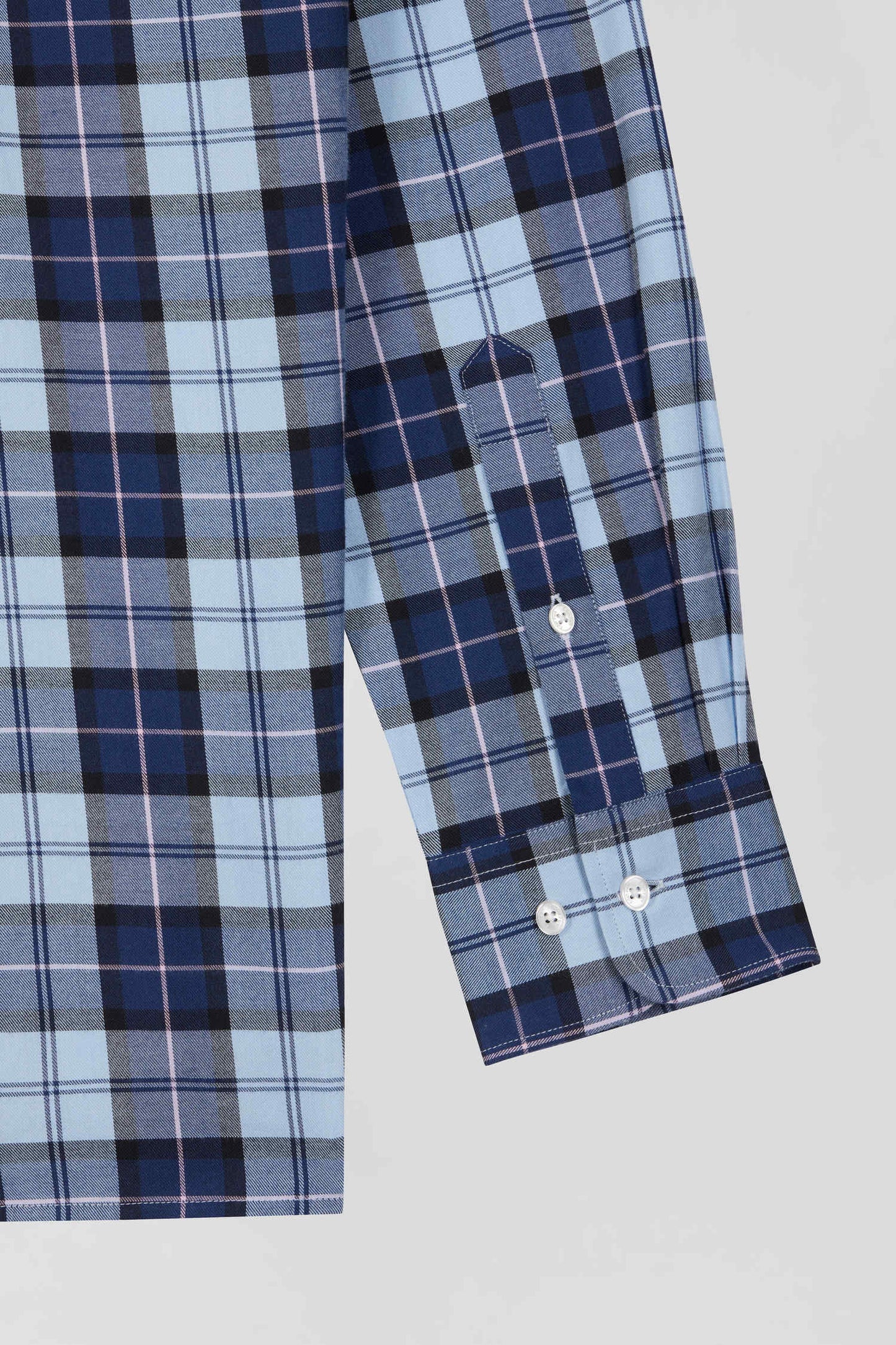Regular sky blue checked cotton twill shirt