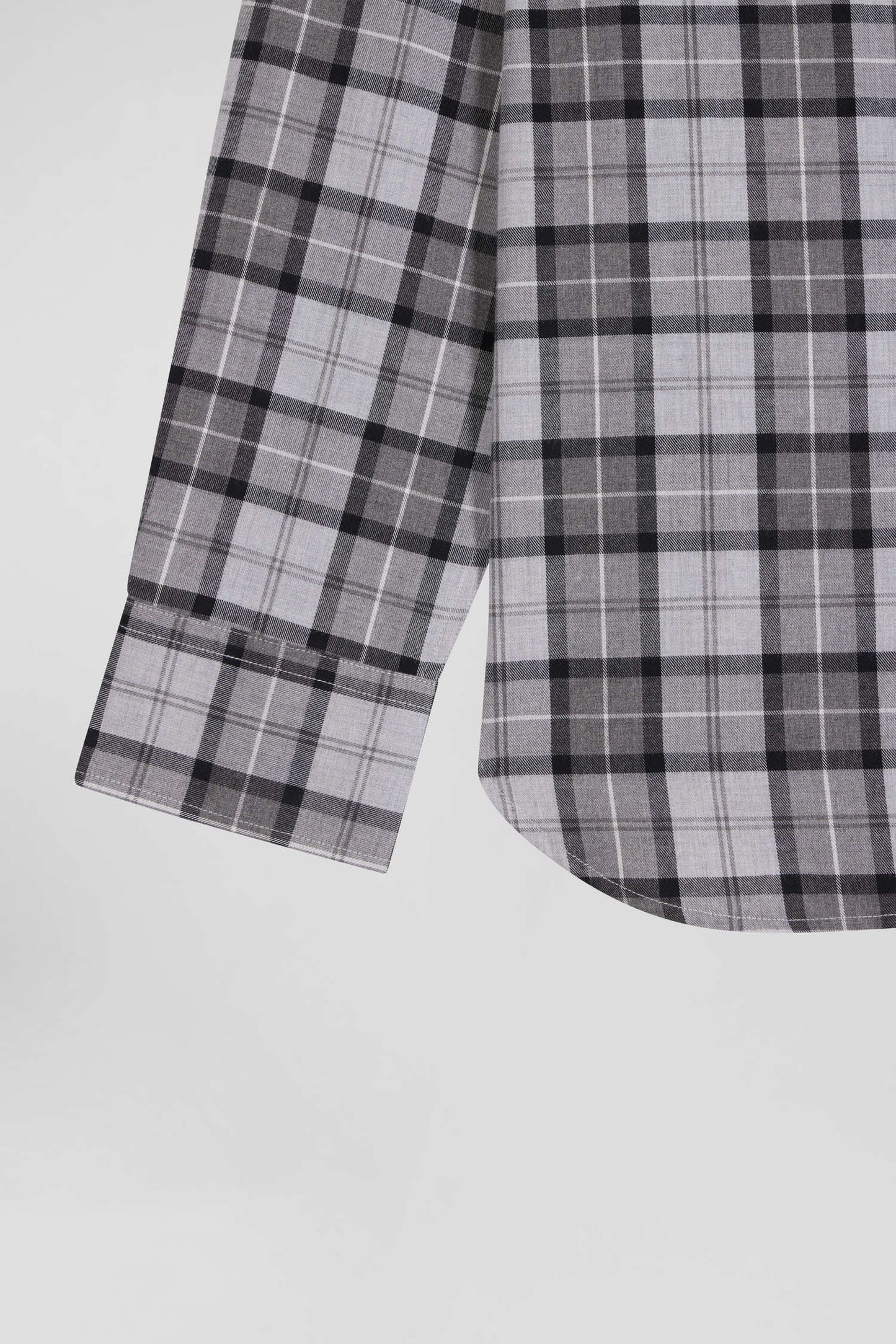 Regular grey checked cotton twill shirt