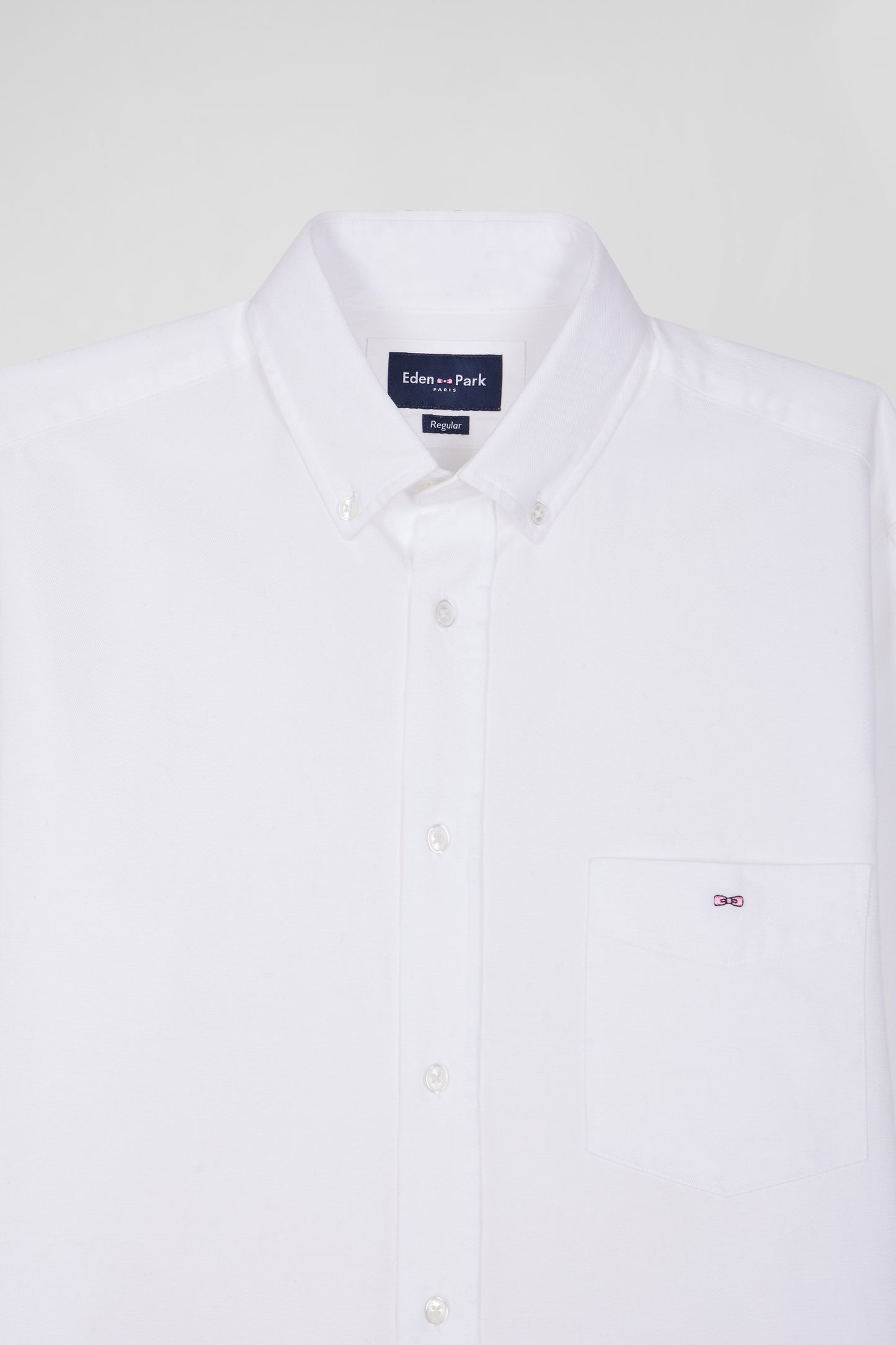 Regular plain white piqué cotton shirt