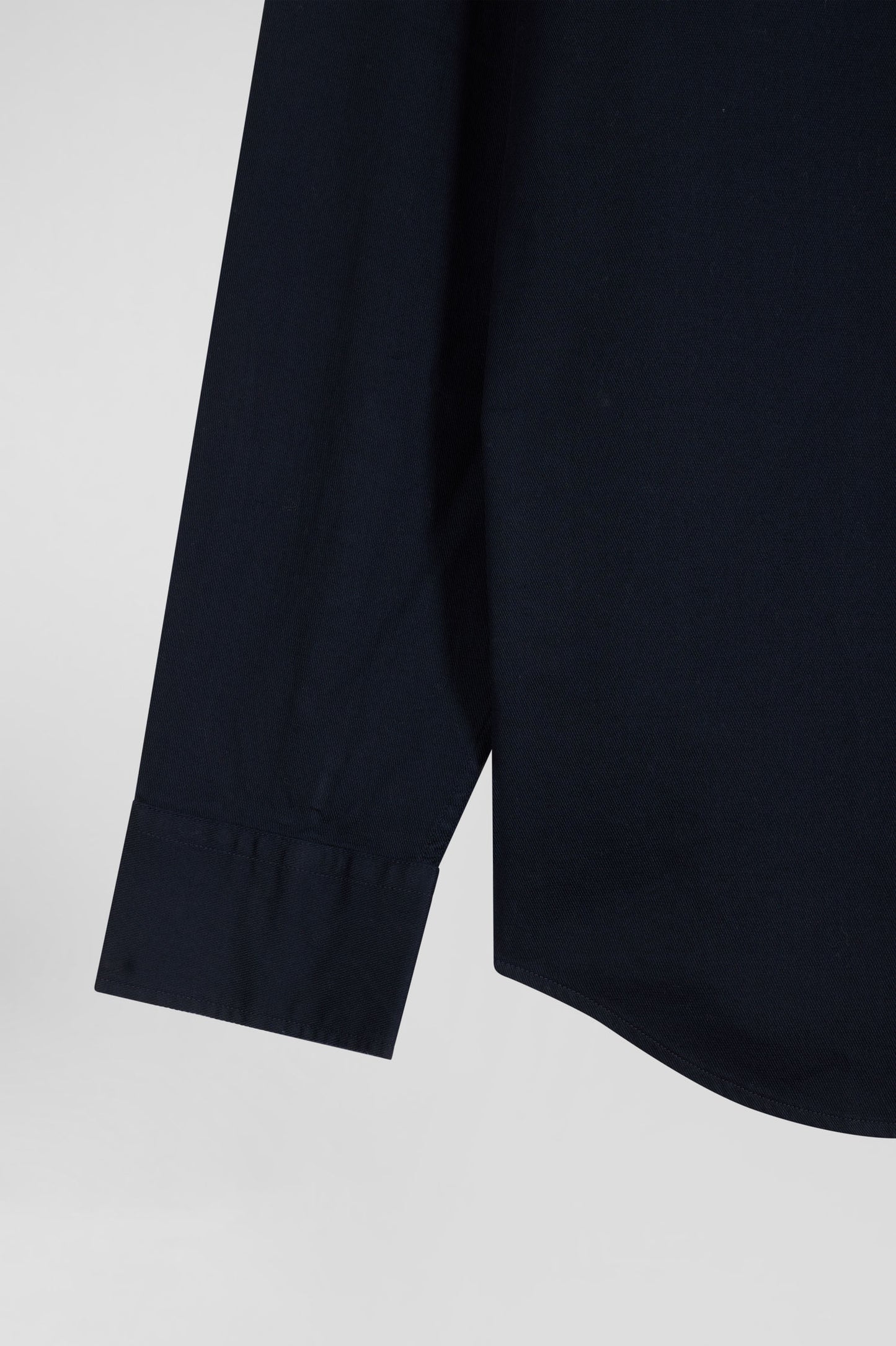 Regular plain navy blue piqué cotton shirt