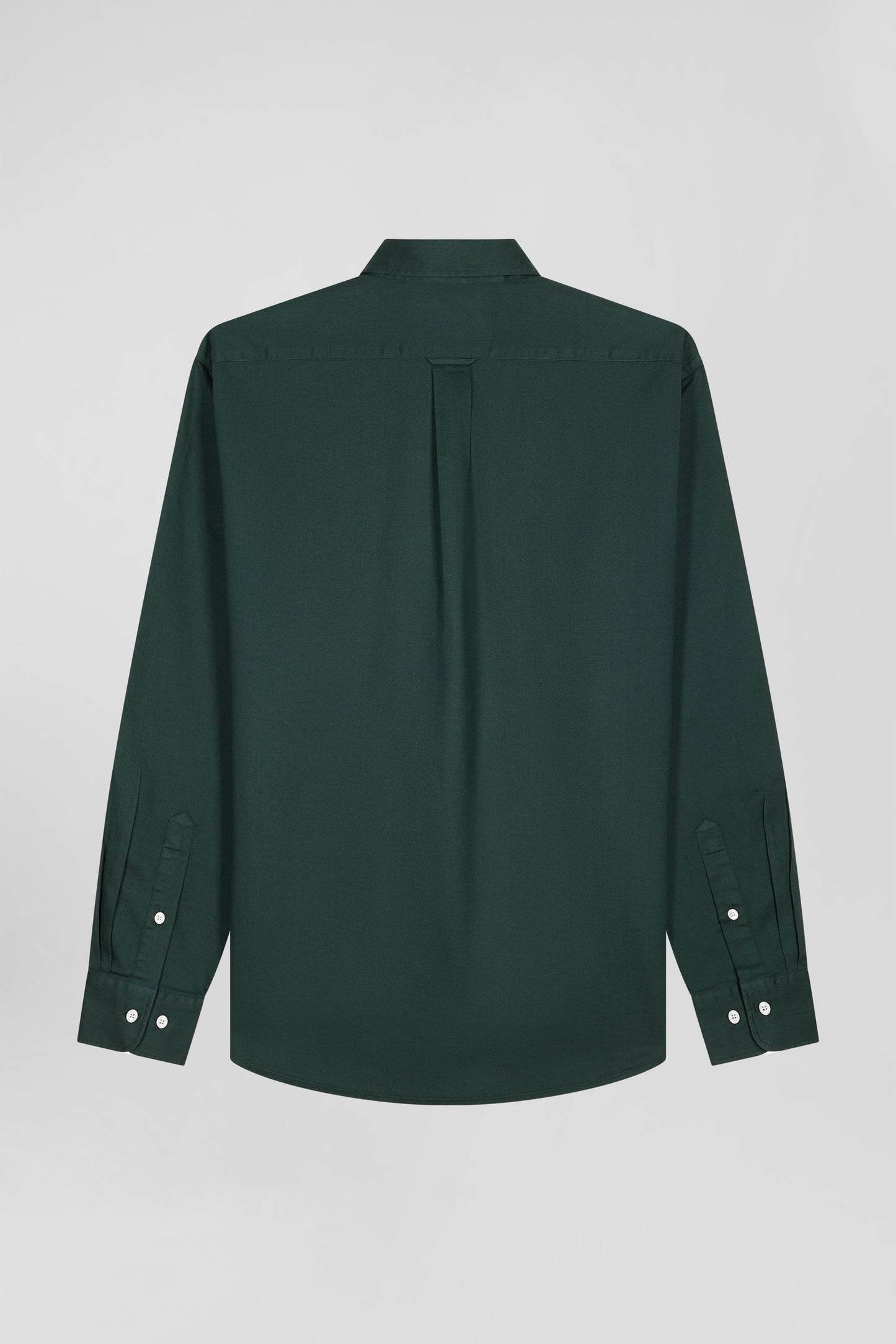 Regular plain green piqué cotton shirt