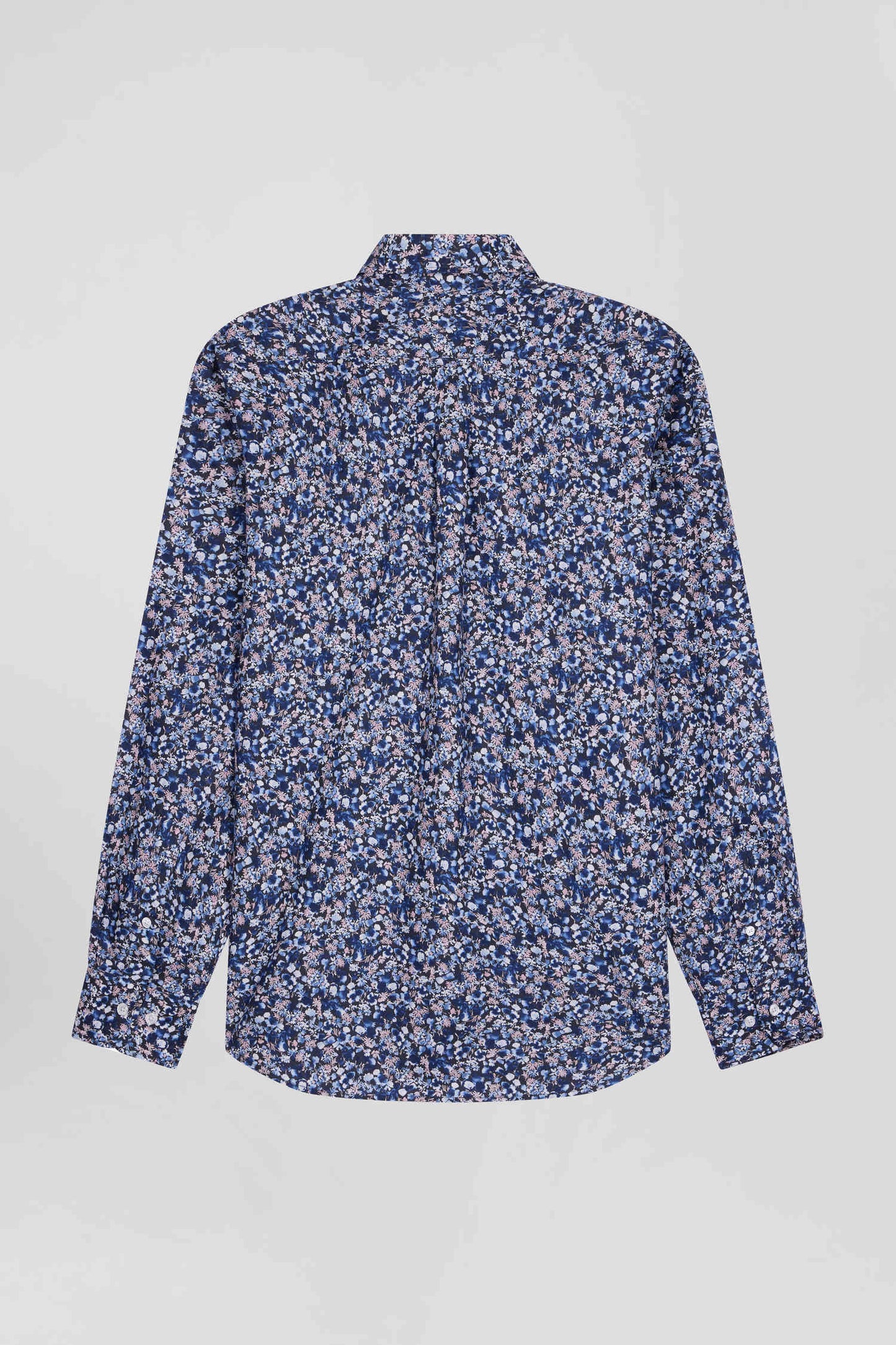 Chemise en popeline de coton Pima bleu marine microimprimé floral coupe Regular