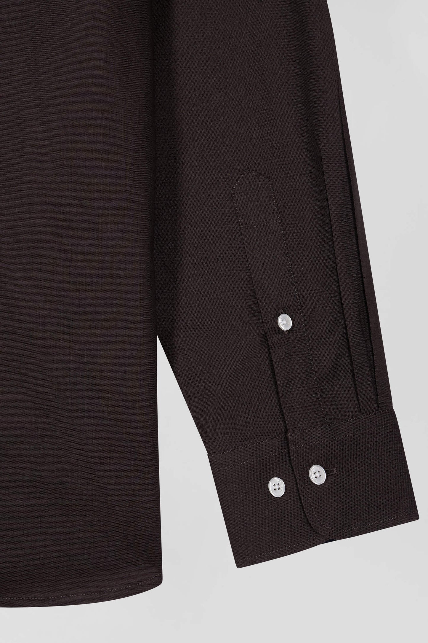 Regular brown oxford cotton shirt with striped bow tie detail