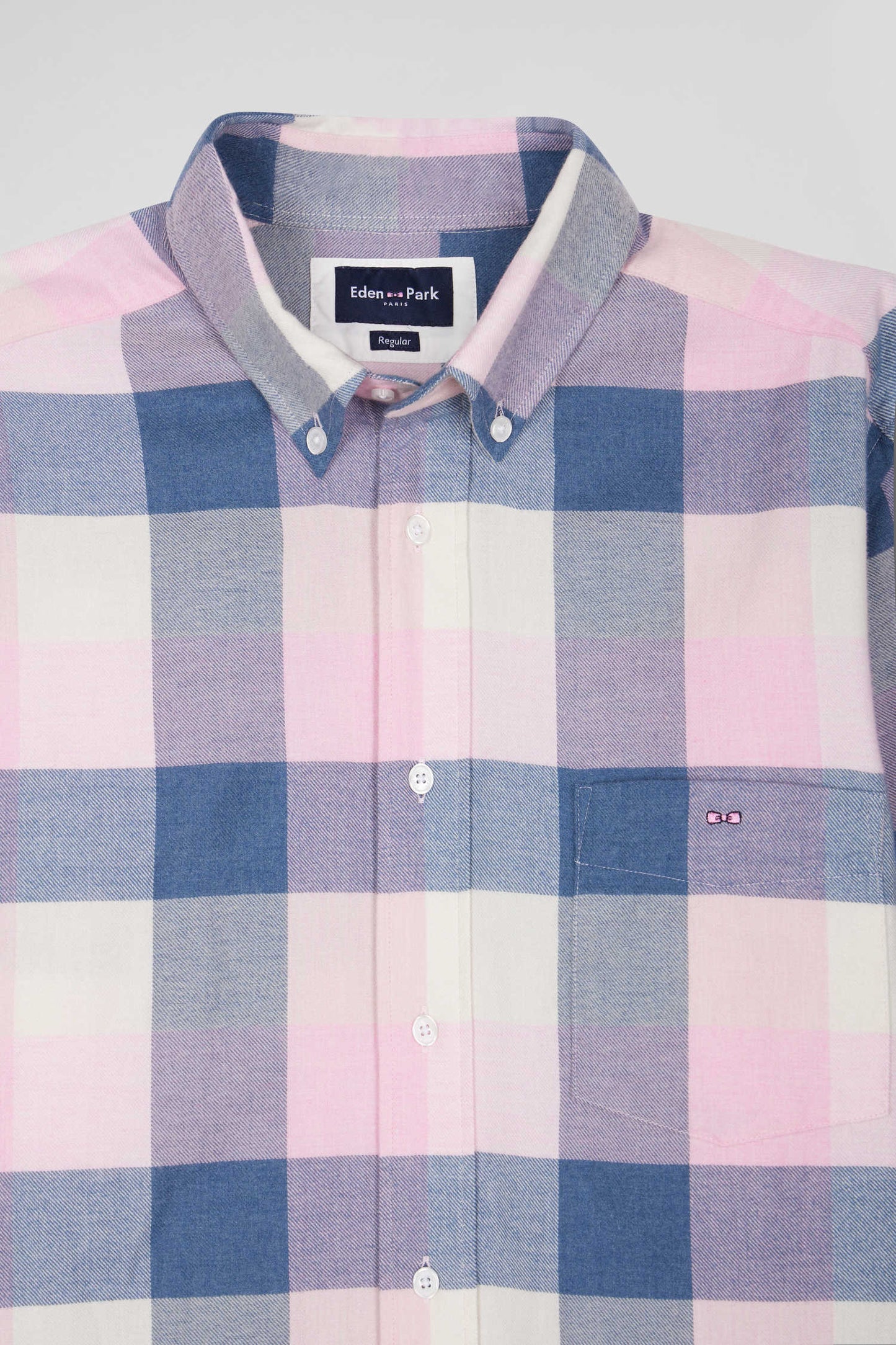 Regular pink checked cotton shirt