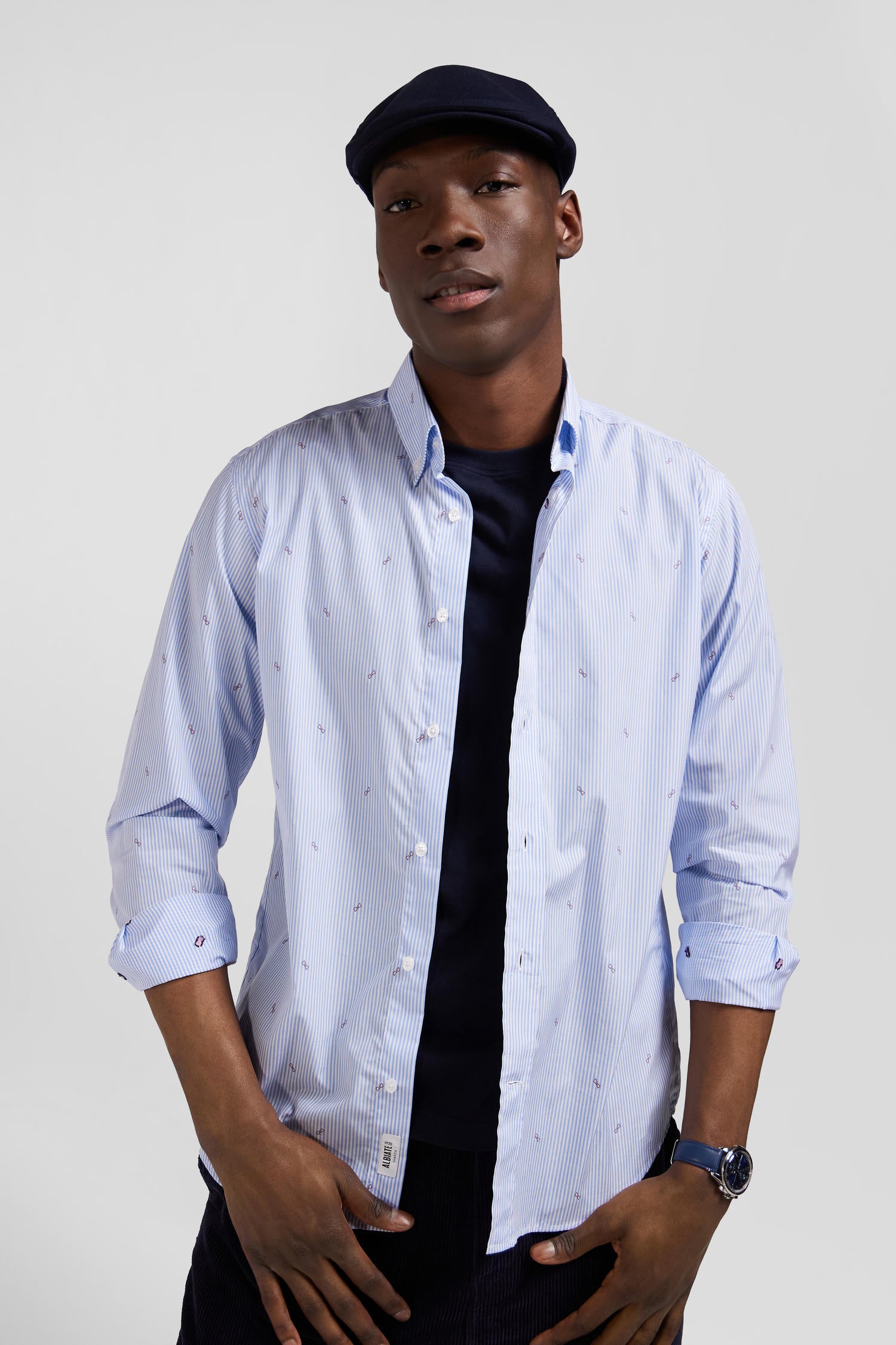 Regular sky blue cotton shirt