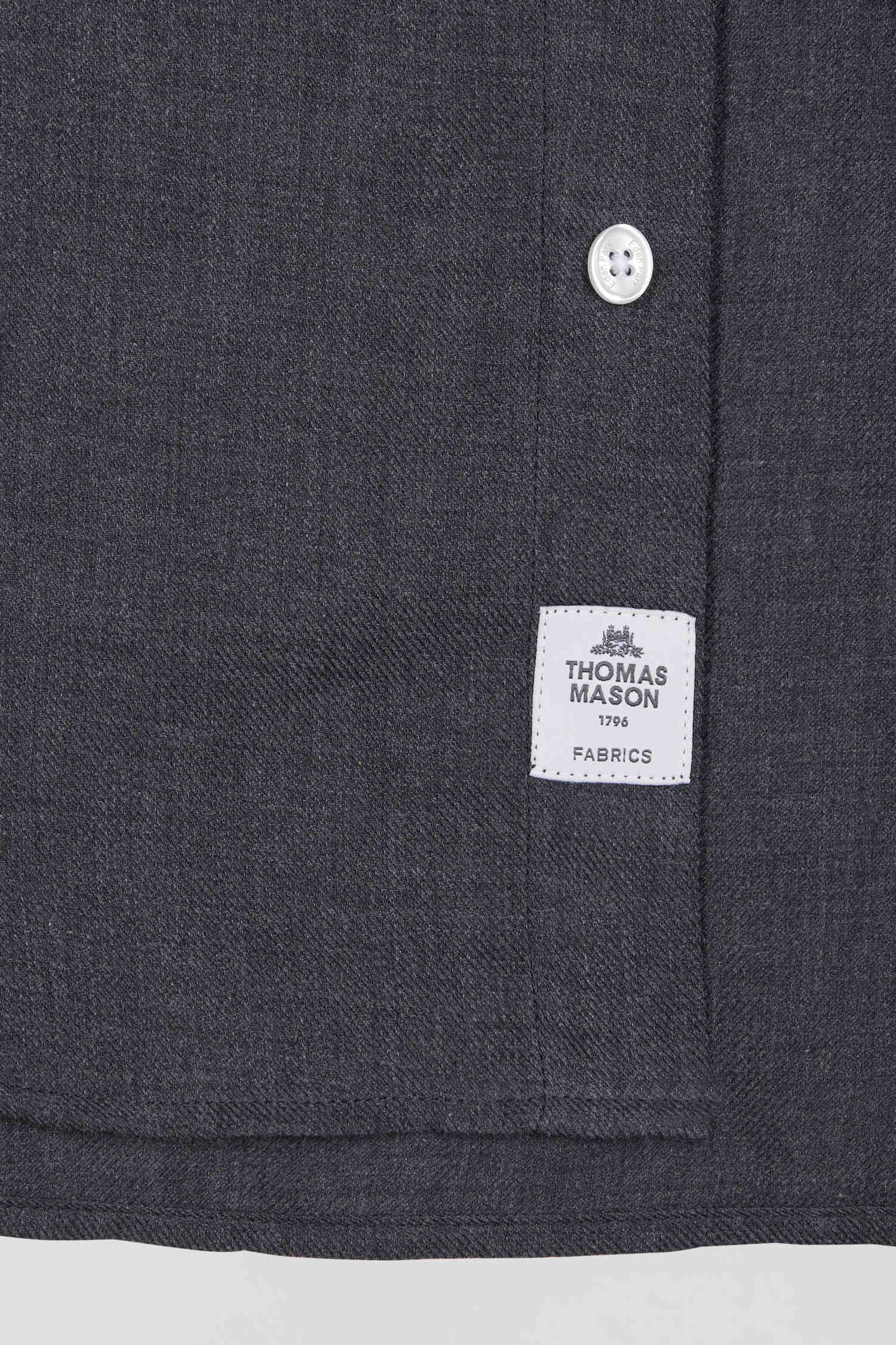 Regular anthracite grey cotton and cashmere twill shirt