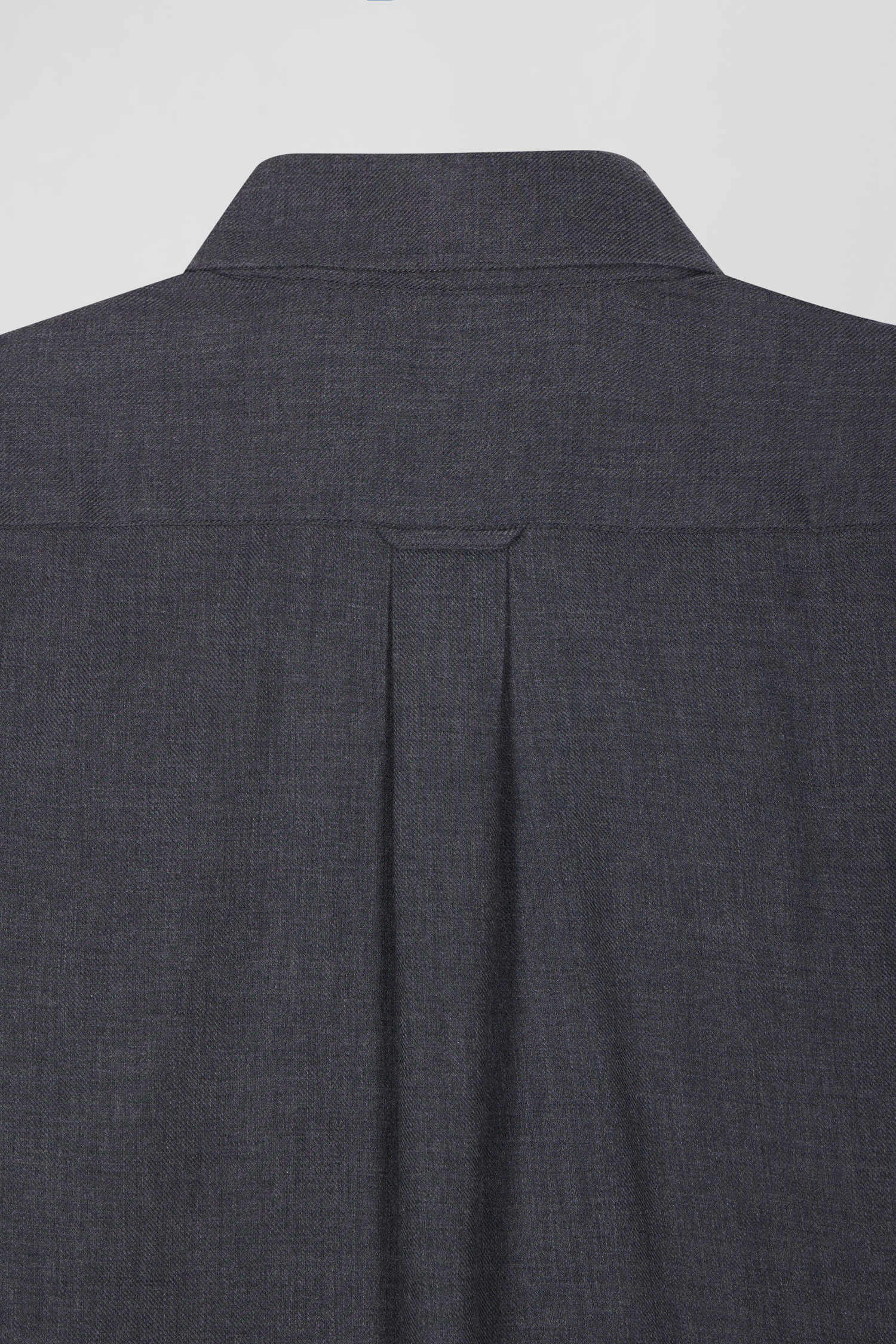 Regular anthracite grey cotton and cashmere twill shirt