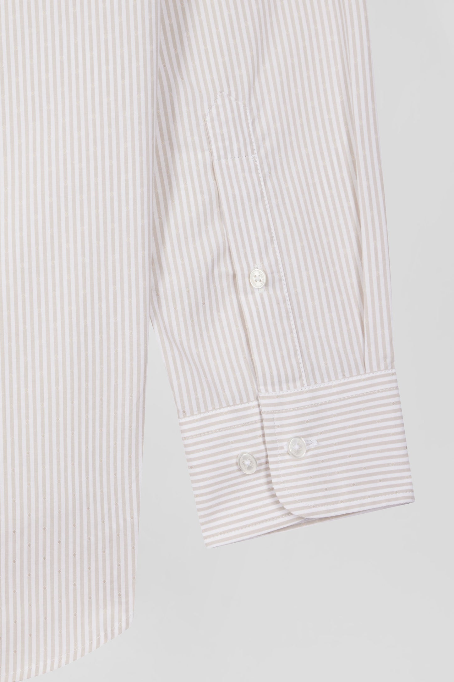 Regular Beige striped cotton jacquard shirt