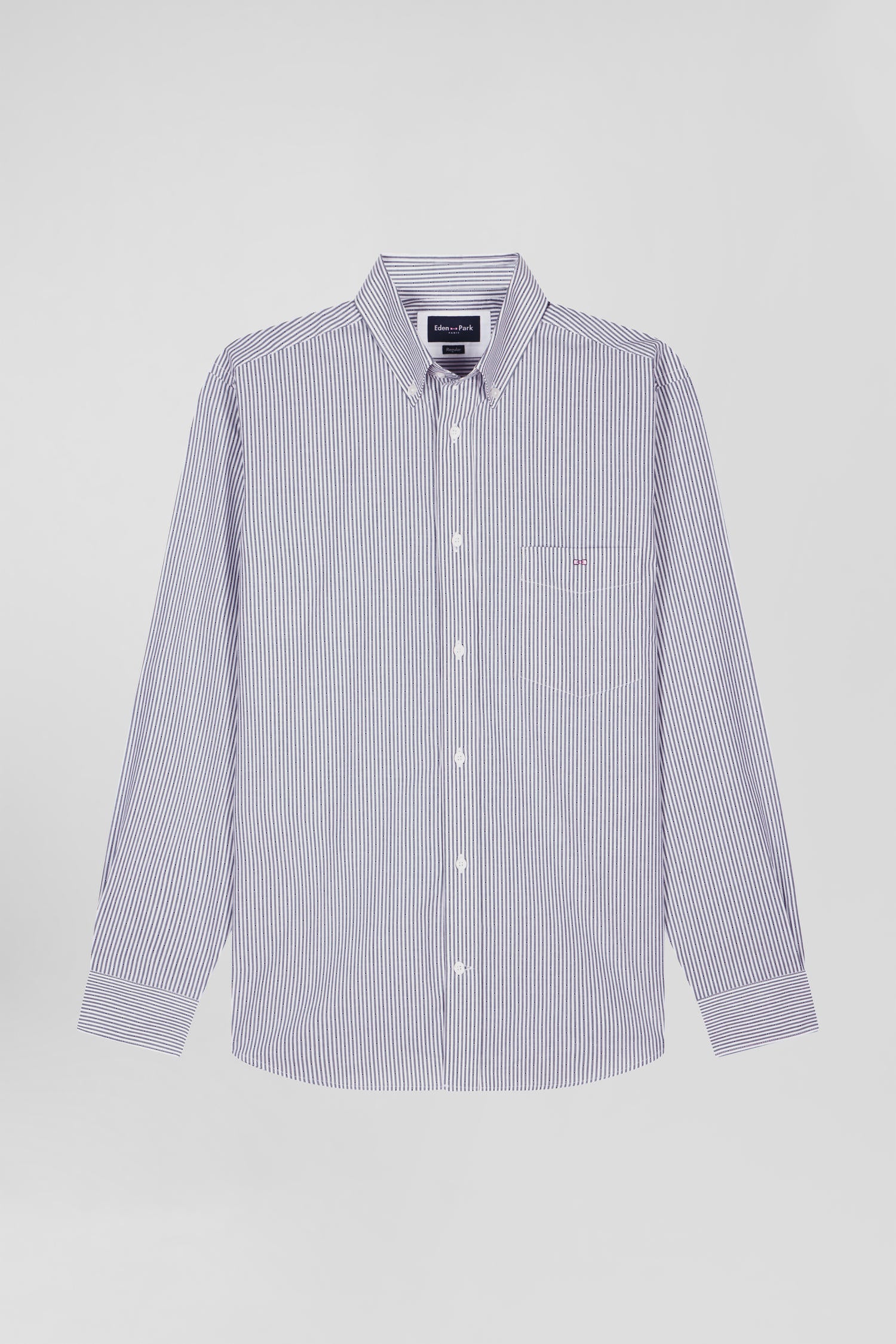 Regular indigo striped cotton jacquard shirt