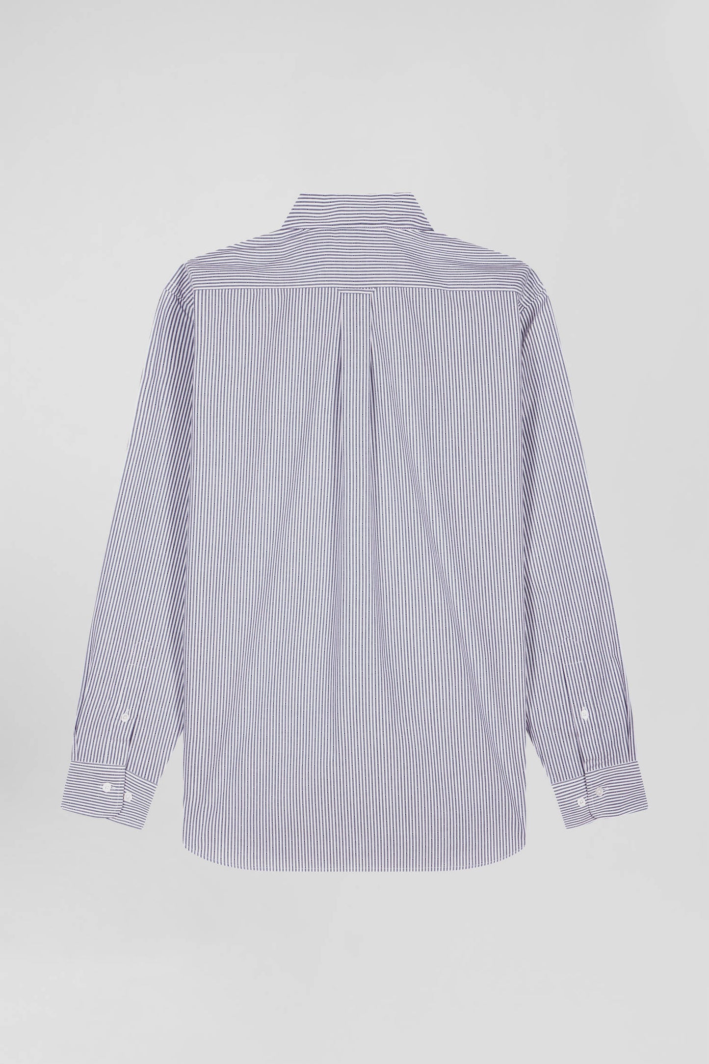 Regular indigo striped cotton jacquard shirt