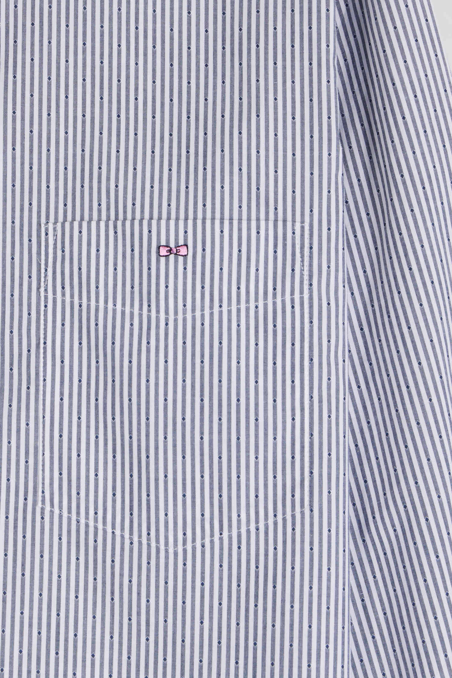 Regular indigo striped cotton jacquard shirt