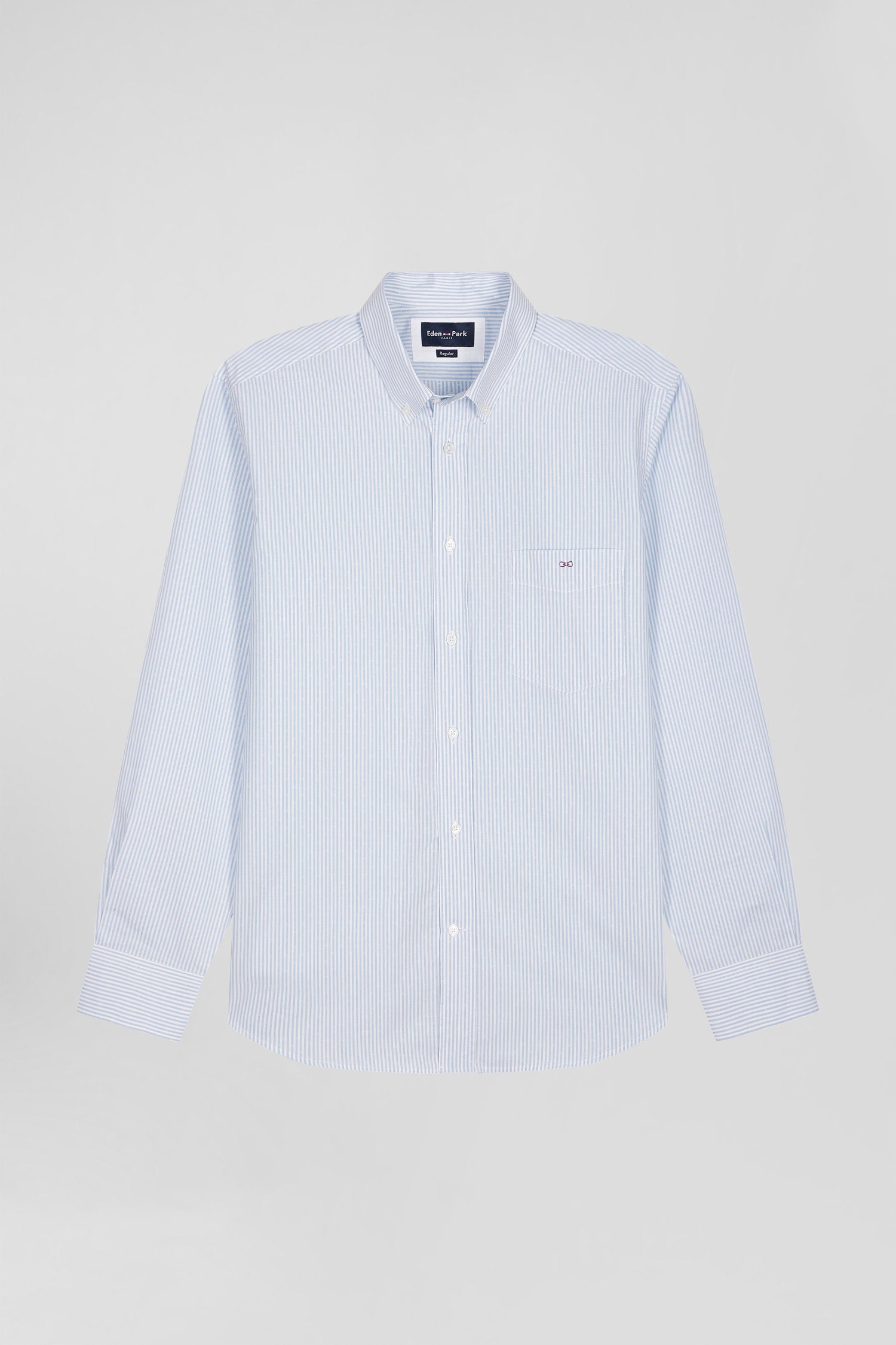 Regular sky blue striped cotton jacquard shirt