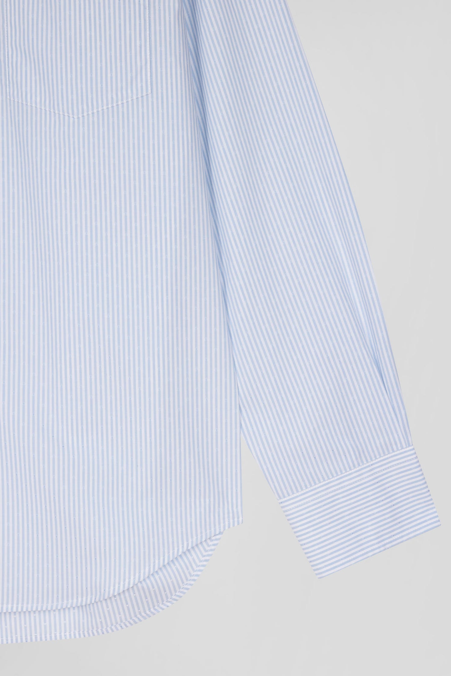 Regular sky blue striped cotton jacquard shirt