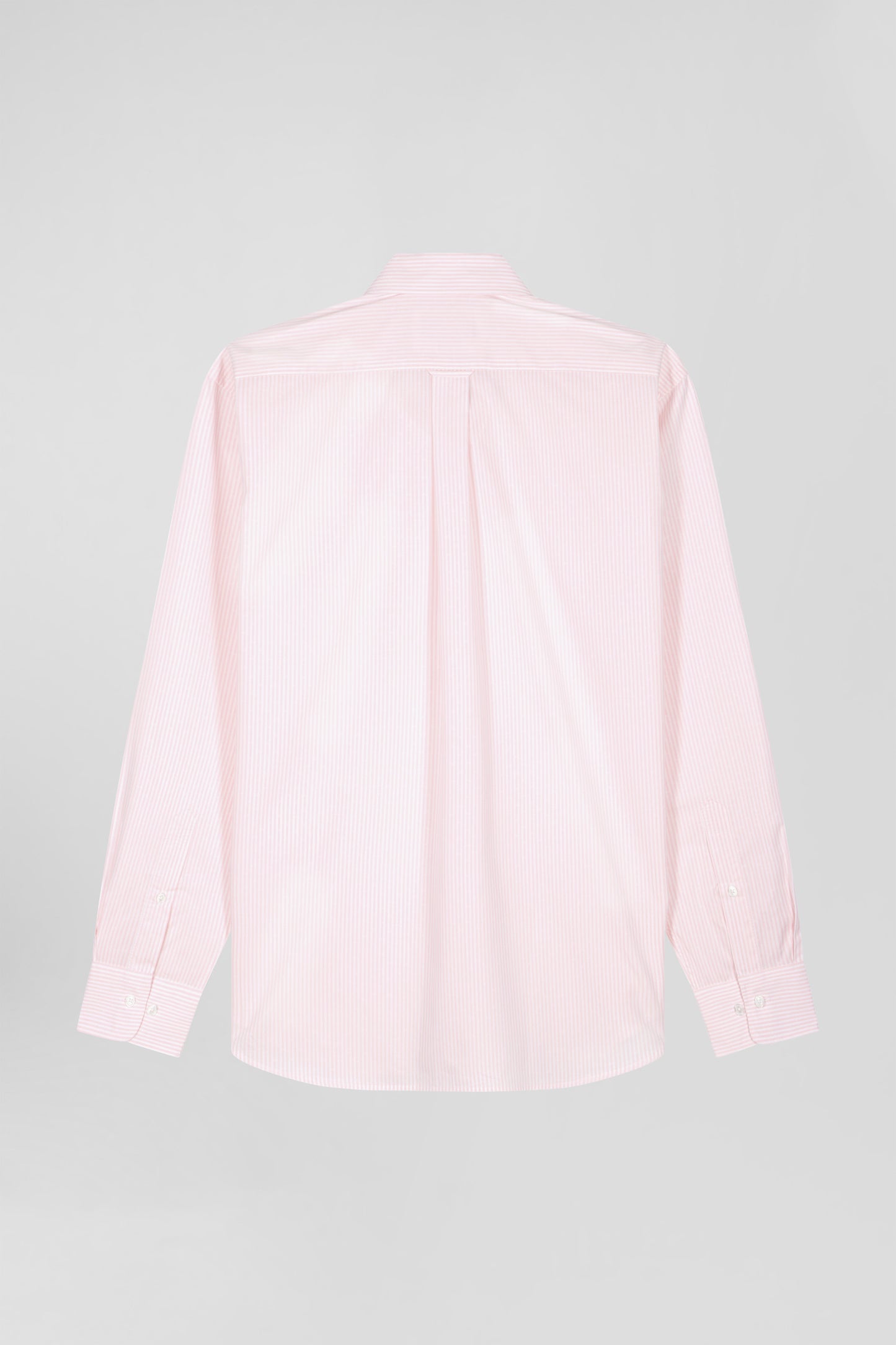 Regular pink striped cotton jacquard shirt
