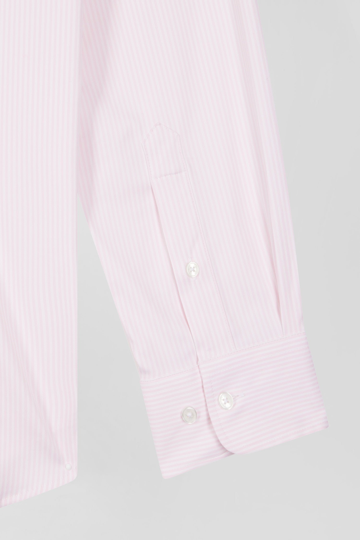 Regular pink cotton poplin shirt with baton stripes