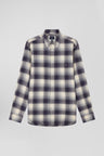 Regular indigo checked cotton shirt