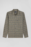 Regular grey checked wool and cotton overshirt