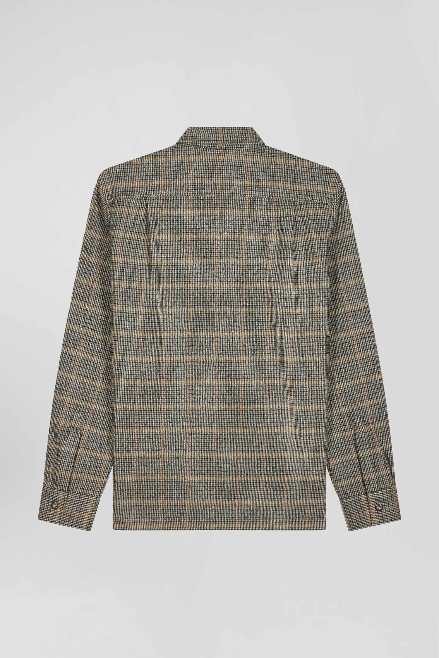 Regular grey checked wool and cotton overshirt