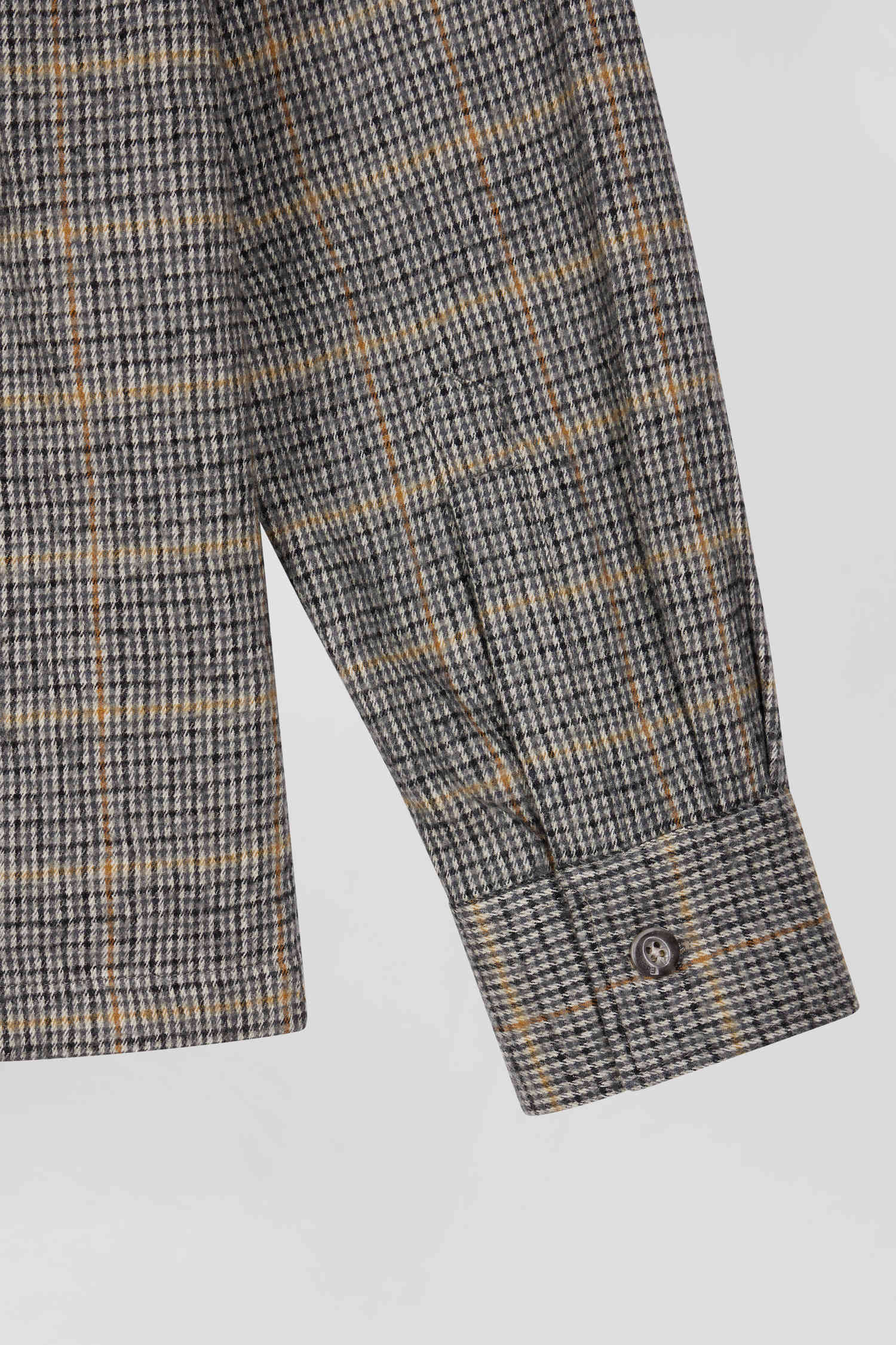 Regular grey checked wool and cotton overshirt