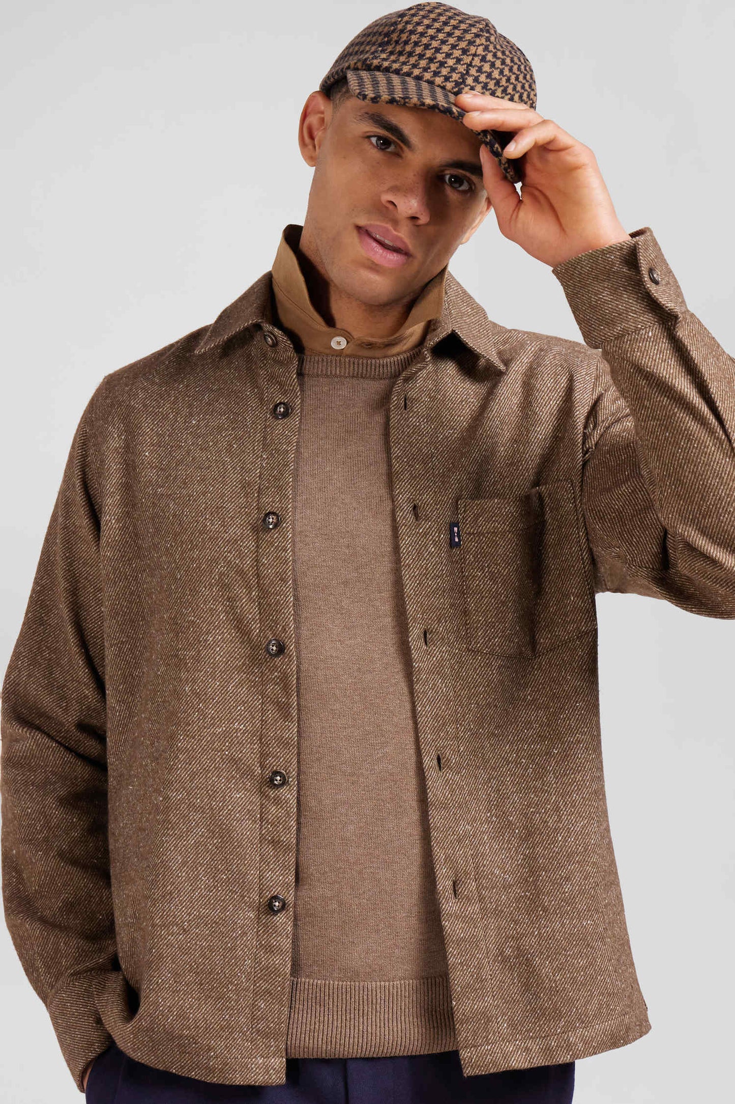 Brown mixed cotton shirt