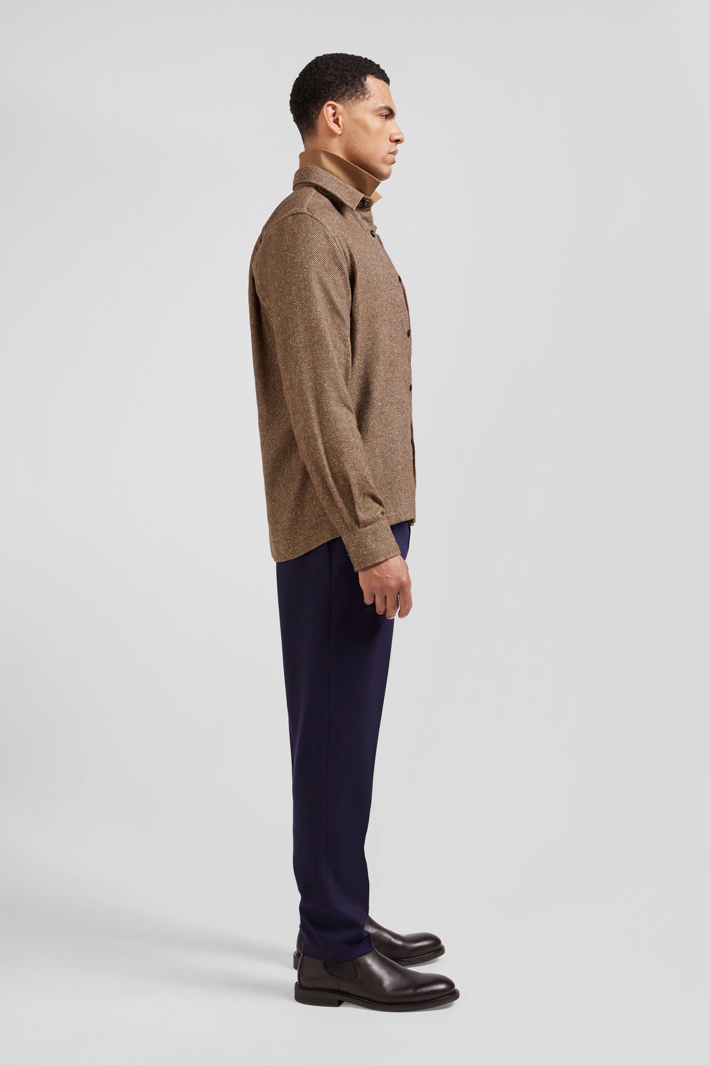 Brown mixed cotton shirt