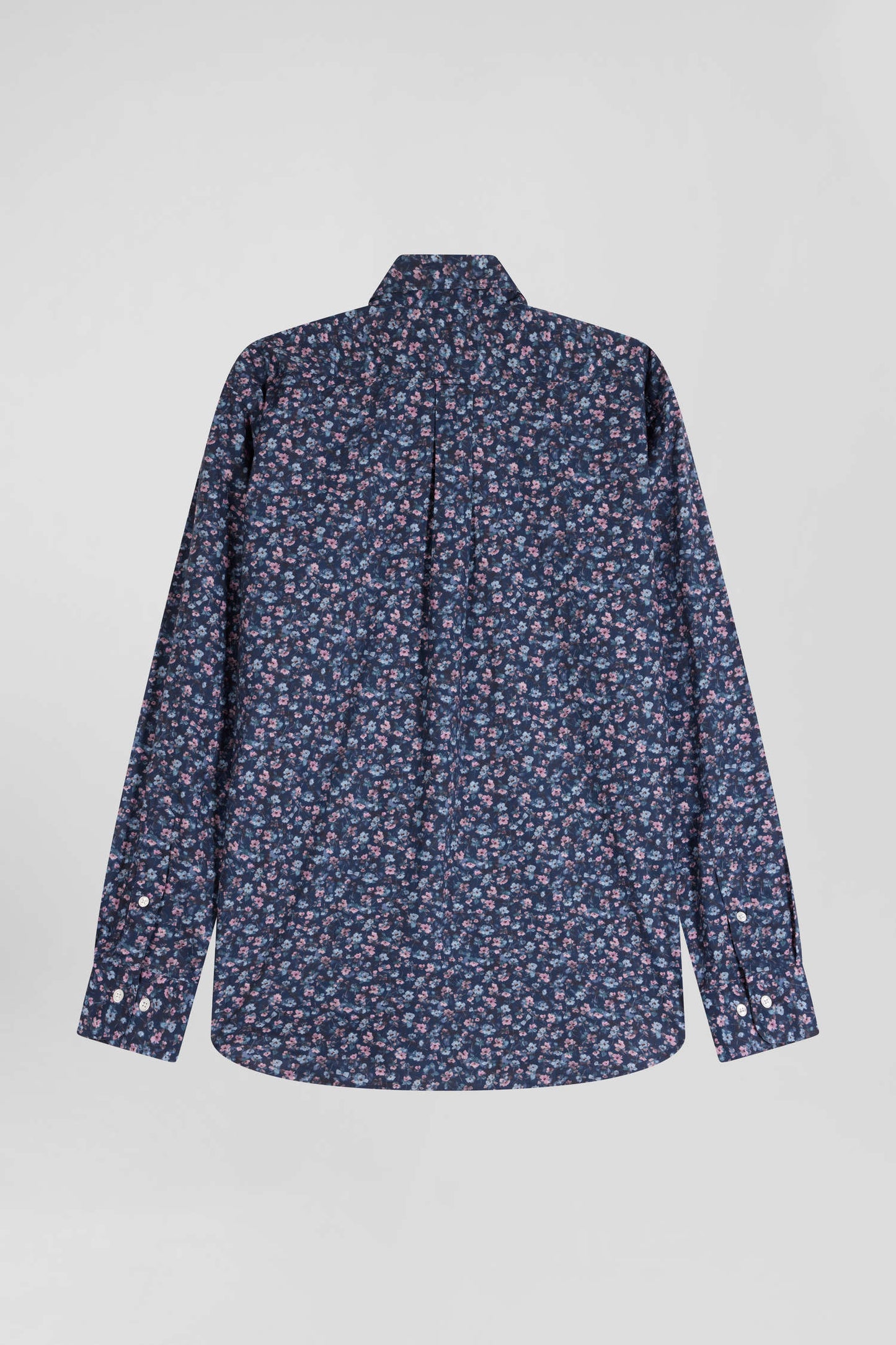 Dark blue microprint cotton shirt Regular fit