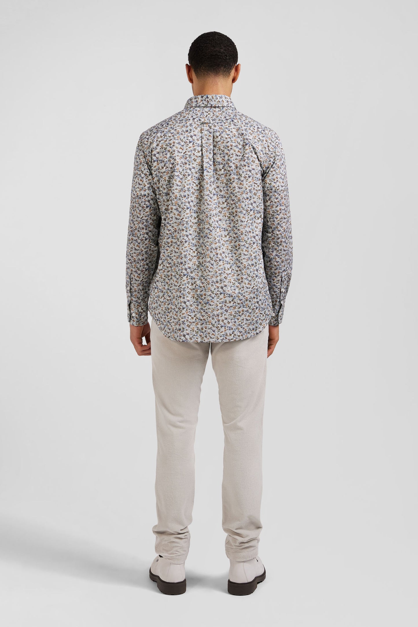 Green microprint cotton shirt Regular fit