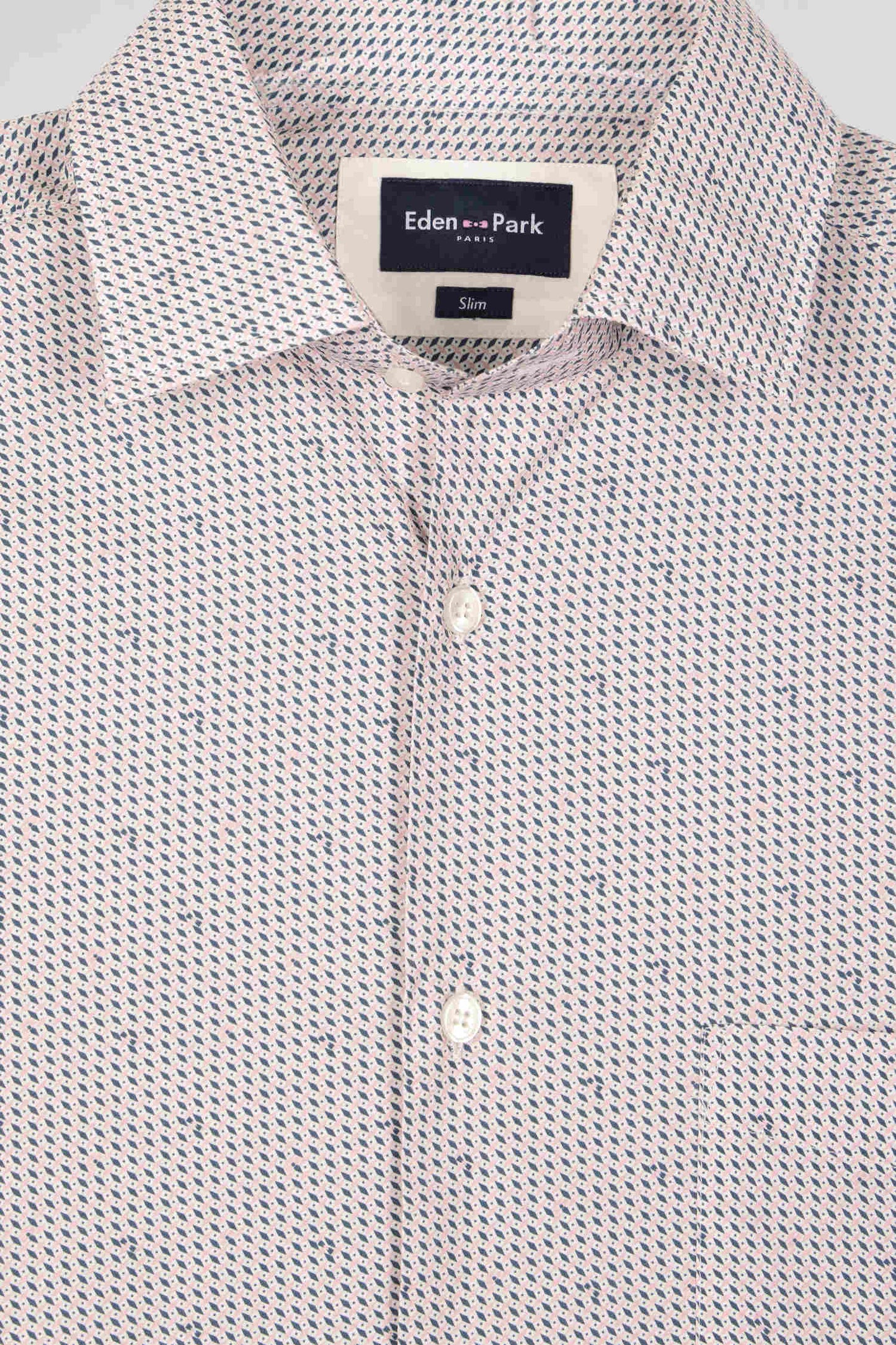 Slim pink microprint cotton shirt
