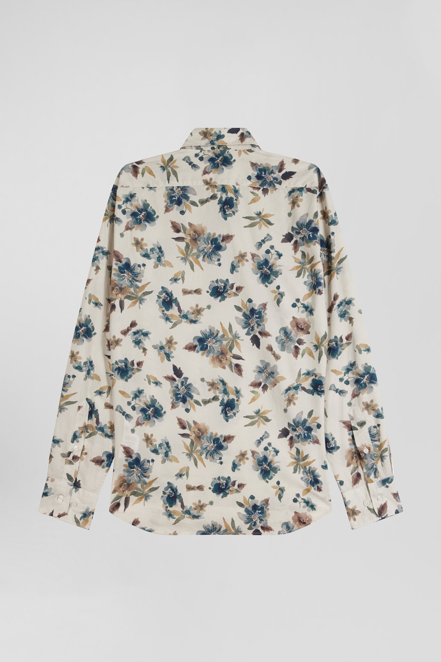 Chemise en coton à imprimé floral beige coupe Slim