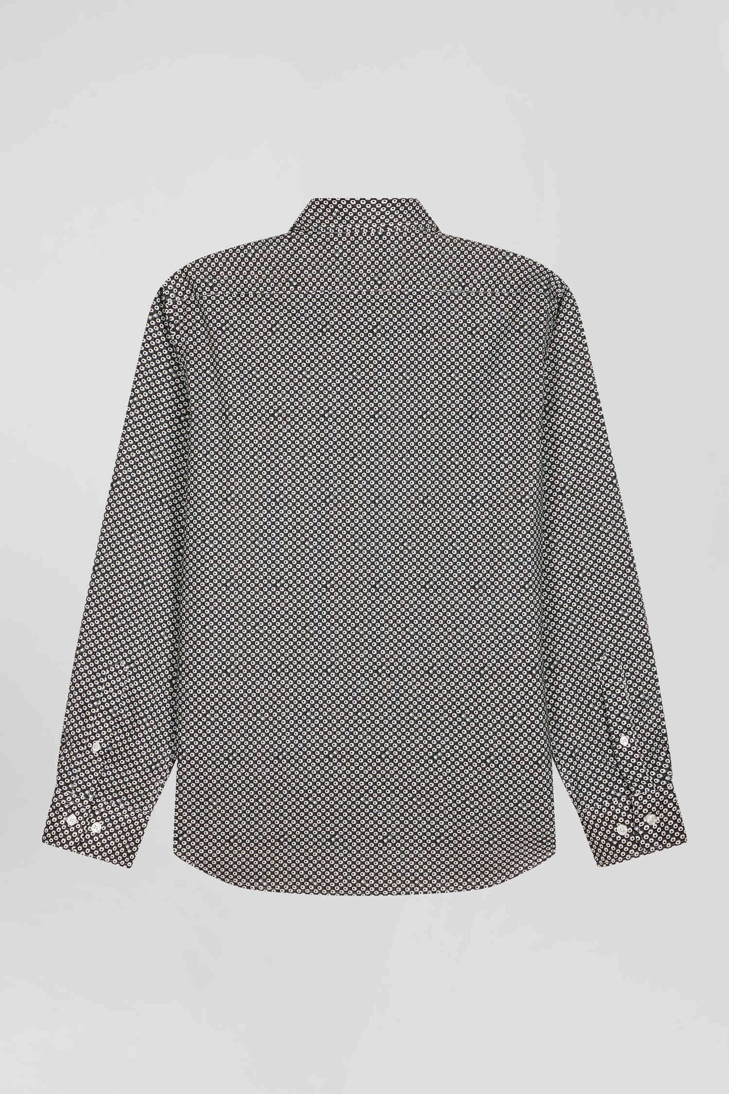 Slim fit grey cotton poplin shirt with graphic print