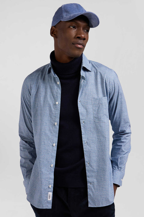 Slim sky blue cotton shirt - Image 3