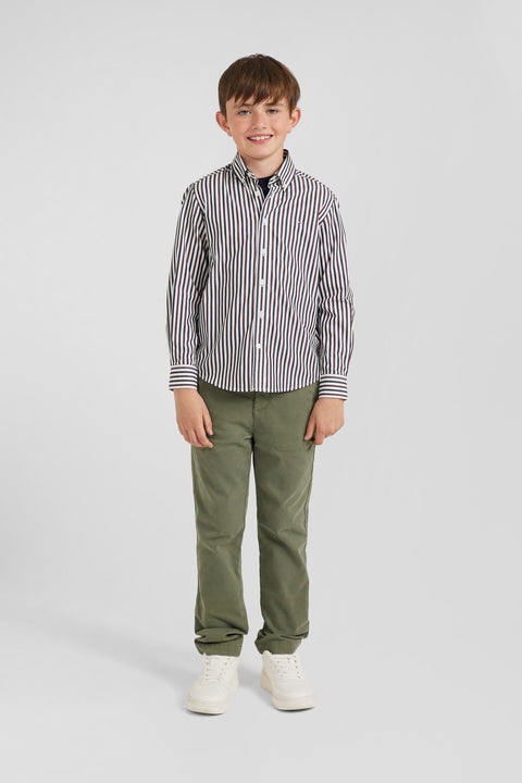 Regular burgundy striped cotton shirt - Image 1