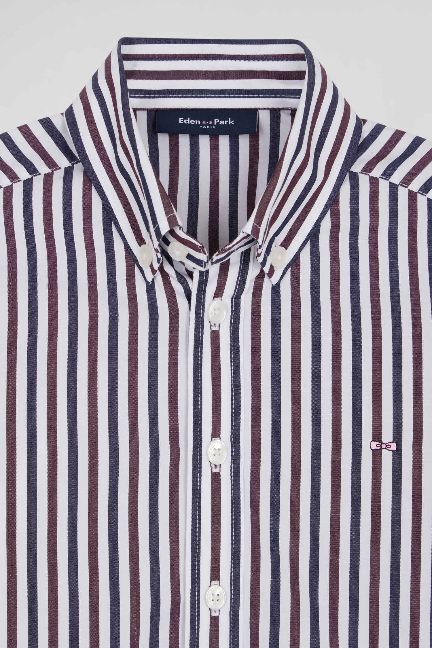 Regular burgundy striped cotton shirt