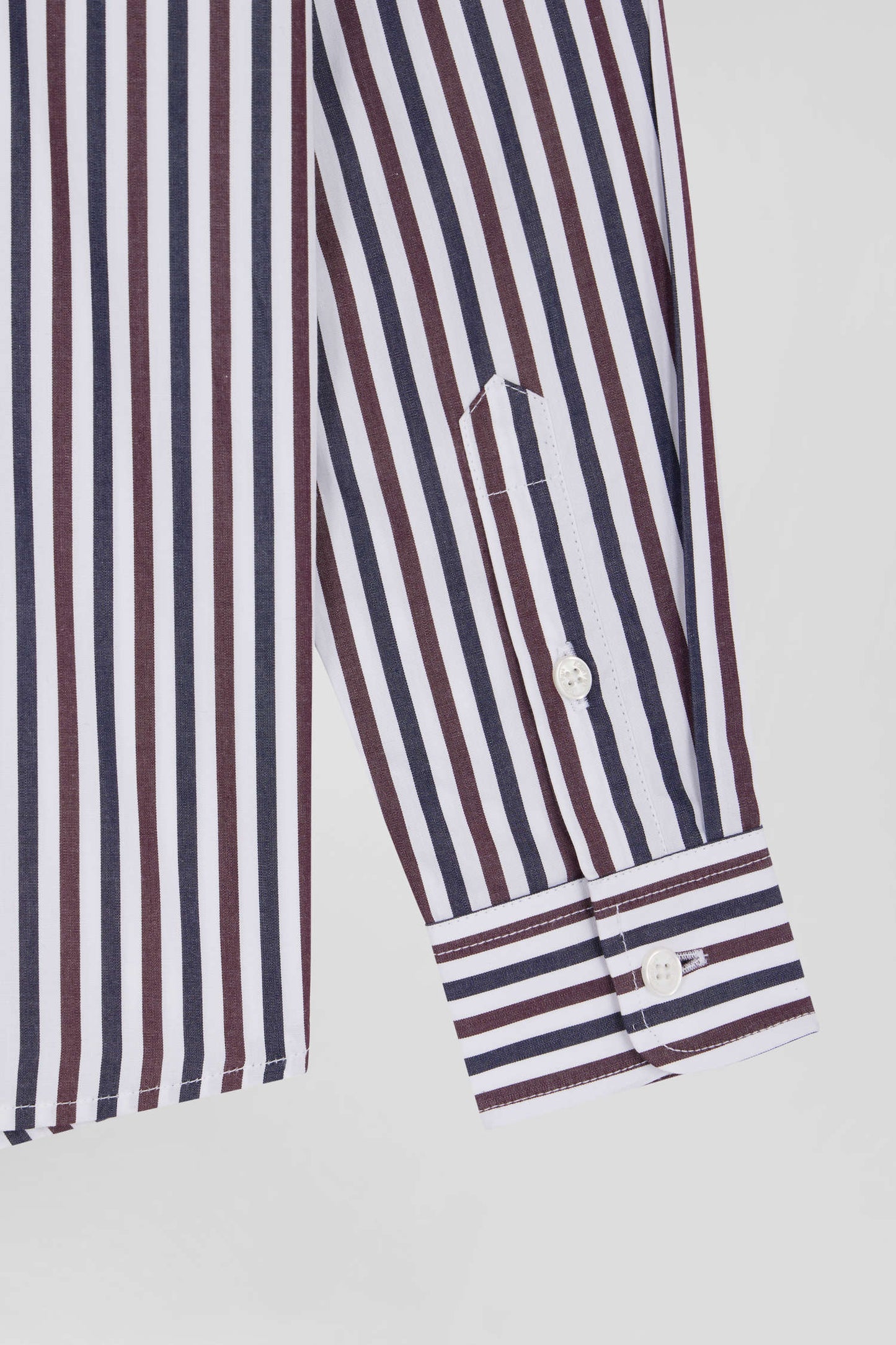 Regular burgundy striped cotton shirt