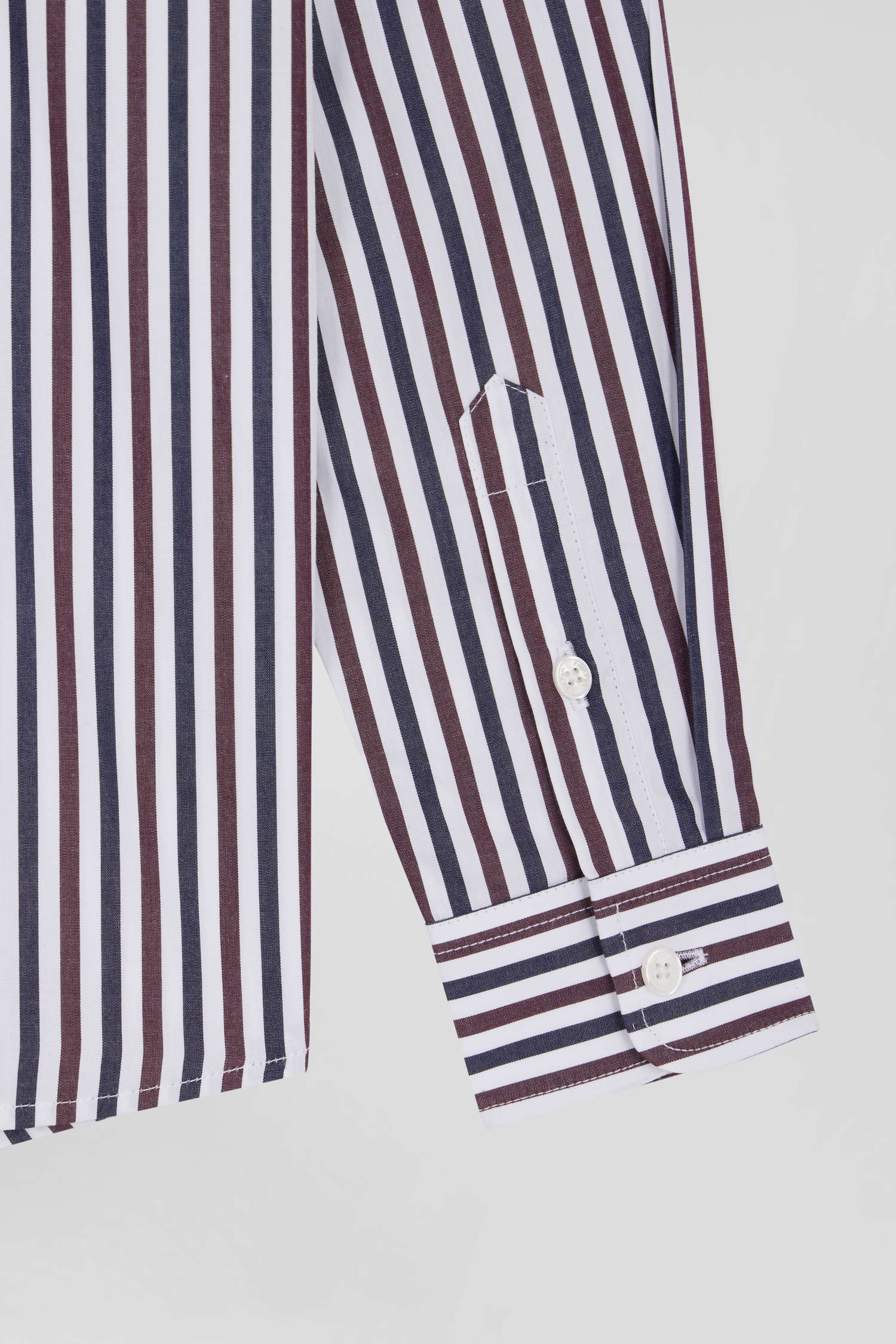 Regular burgundy striped cotton shirt