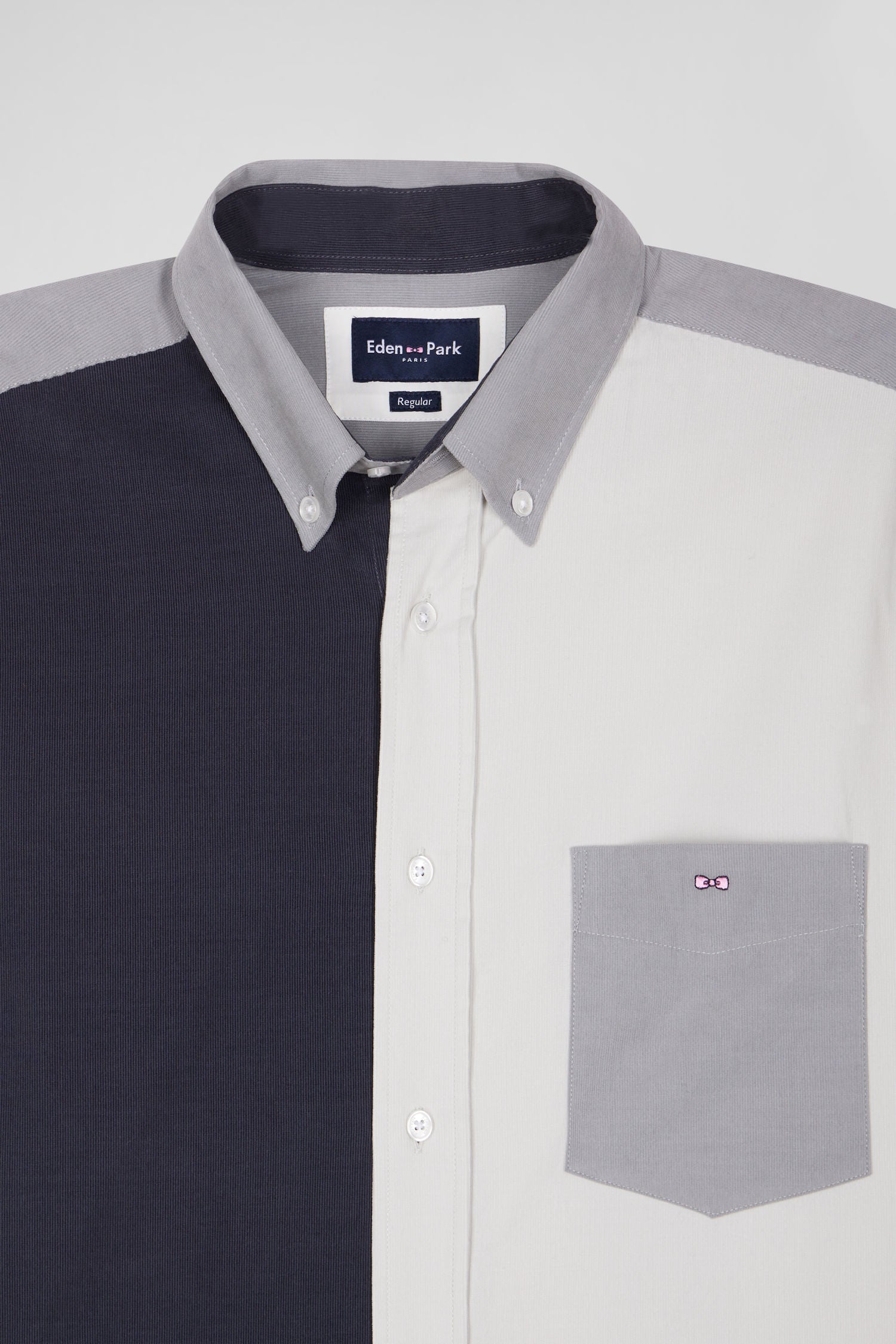 Regular grey tricolour cotton shirt